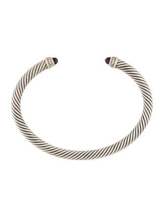 David Yurman Garnet & Diamond Cable Cuff Bracelet