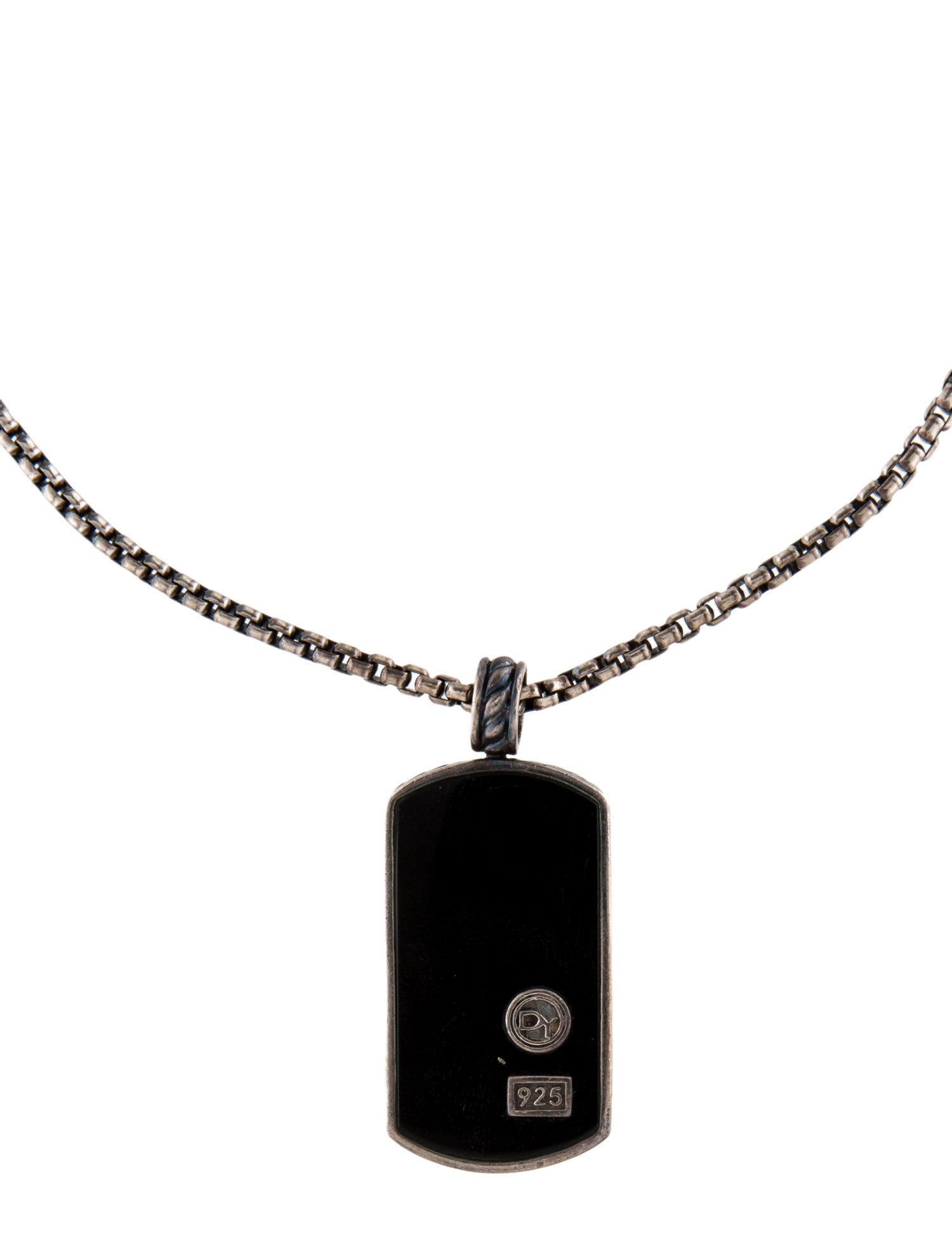 David Yurman Onyx Dog Tag Pendant Necklace