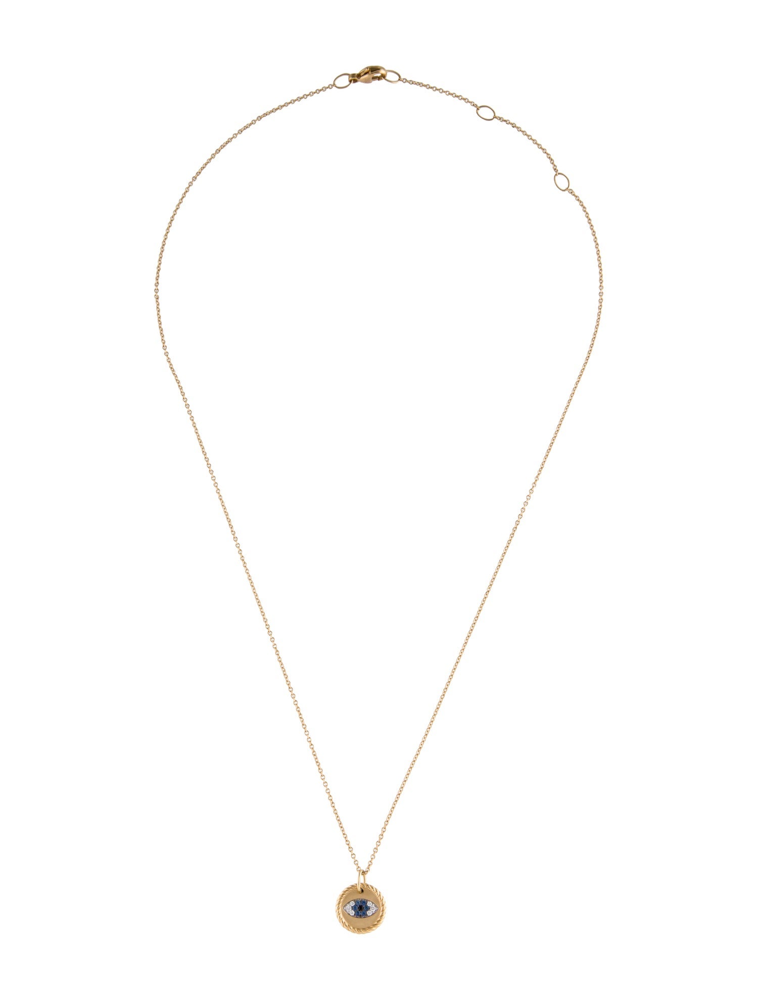 David Yurman 18K Sapphire & Diamond Evil Eye Pendant Necklace