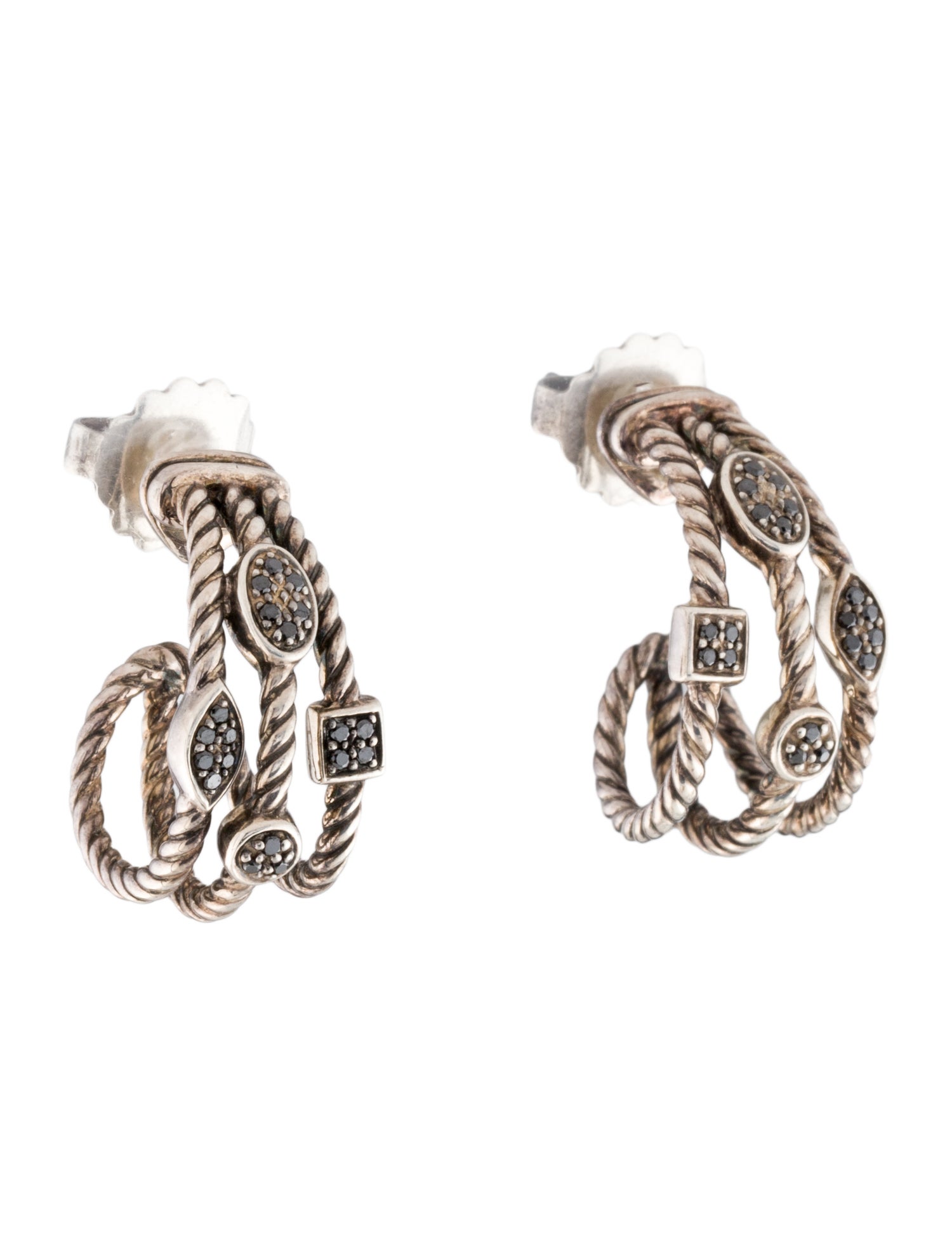 David Yurman Diamond Confetti J Hoop Earrings