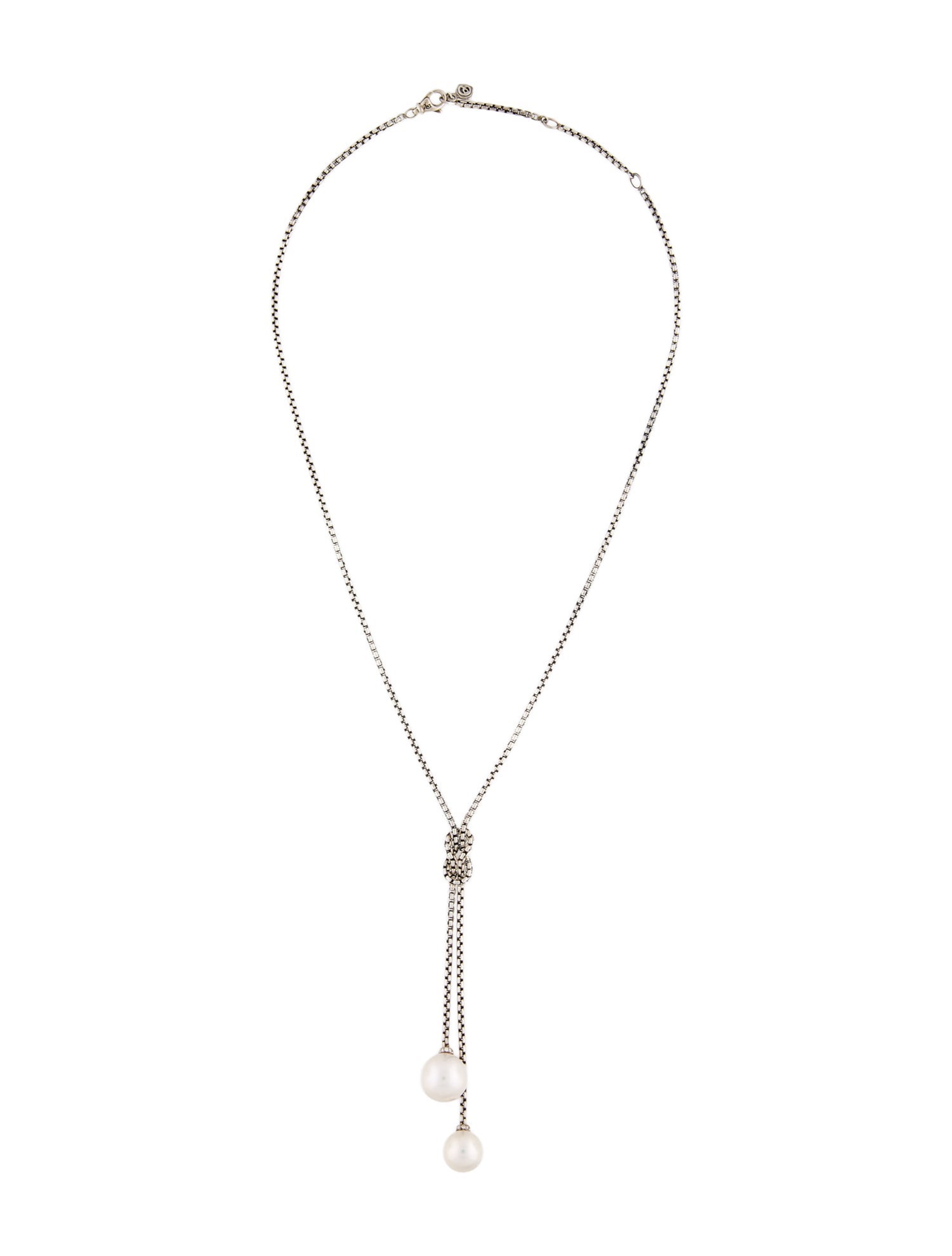 David Yurman Pearl & Diamond Knot Necklace