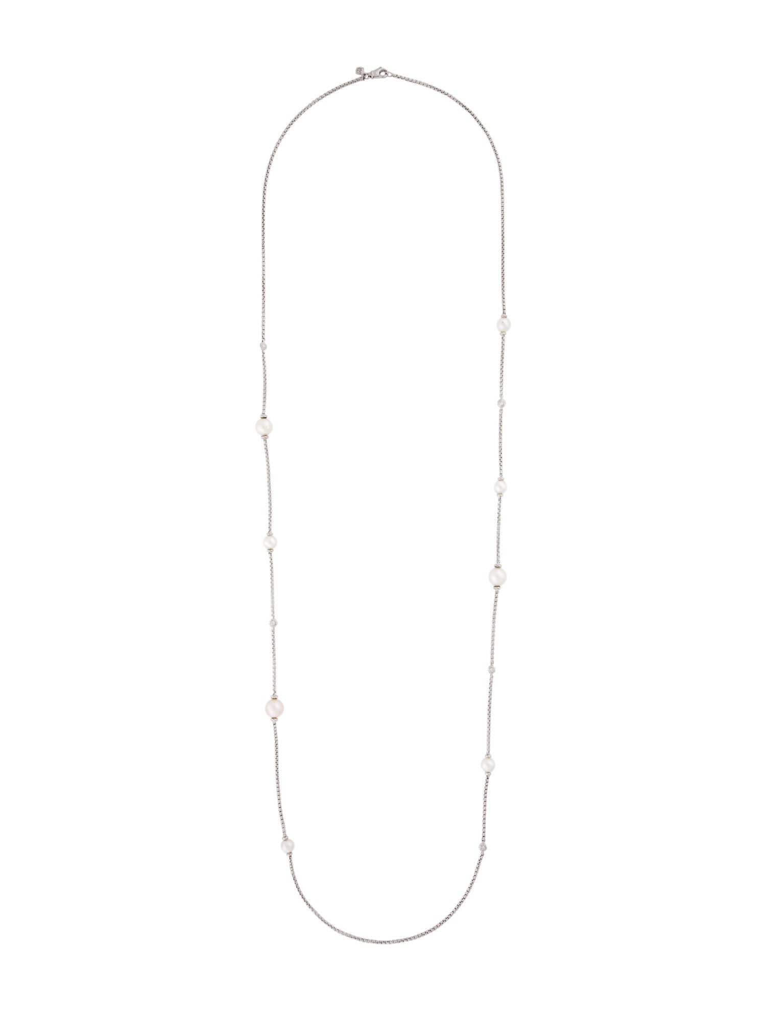 David Yurman Pearl & Diamond Station Necklace