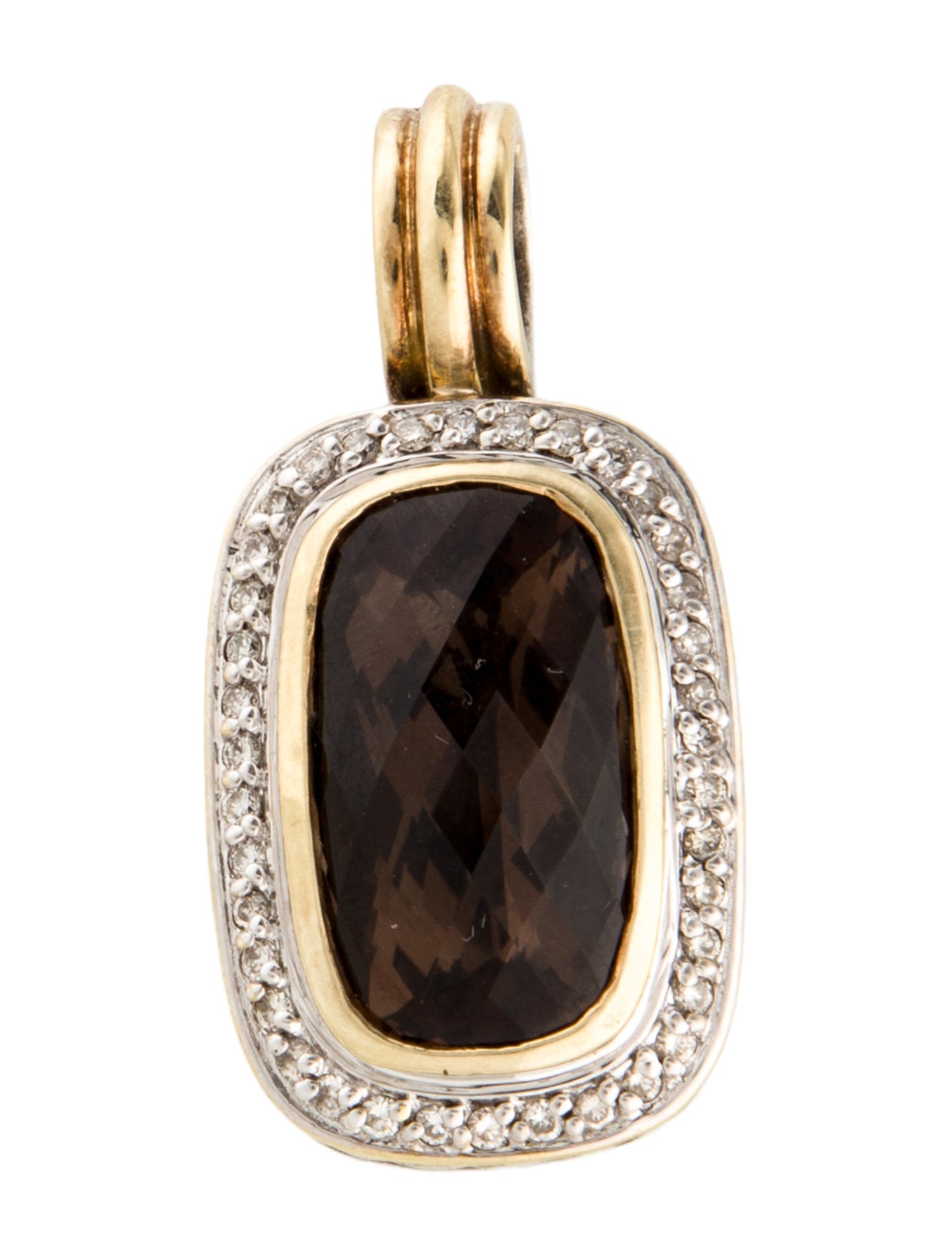 David Yurman Smoky Quartz & Diamond Two-Tone Enhancer Pendant