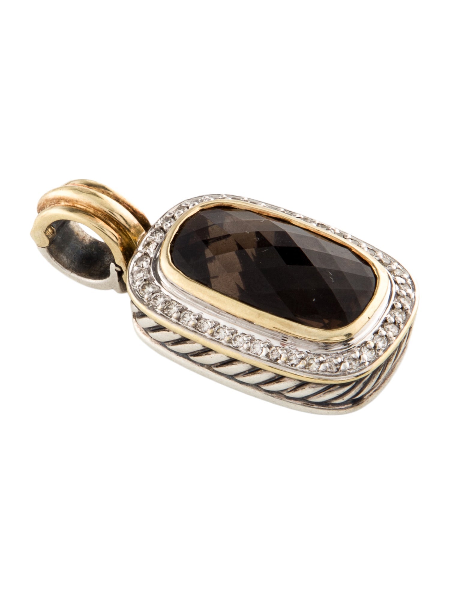 David Yurman Smoky Quartz & Diamond Two-Tone Enhancer Pendant