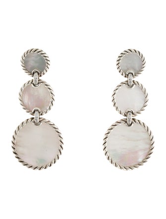 David Yurman Mother Of Pearl & Diamond Elements Drop Earrings