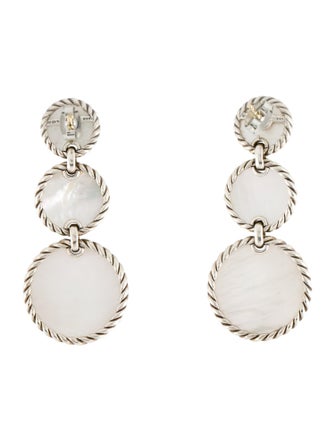 David Yurman Mother Of Pearl & Diamond Elements Drop Earrings