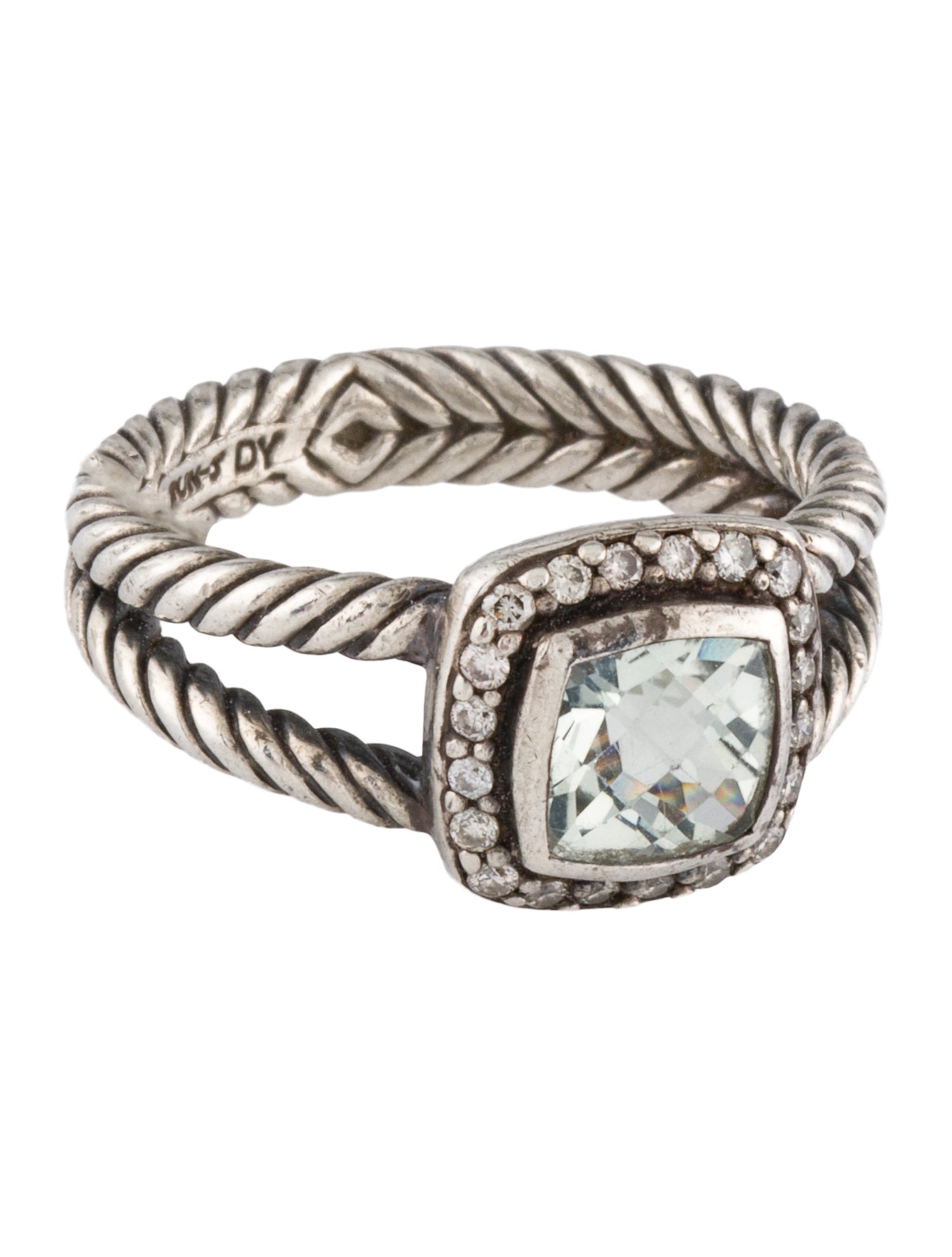 David Yurman Prasiolite & Diamond Petite Albion Ring