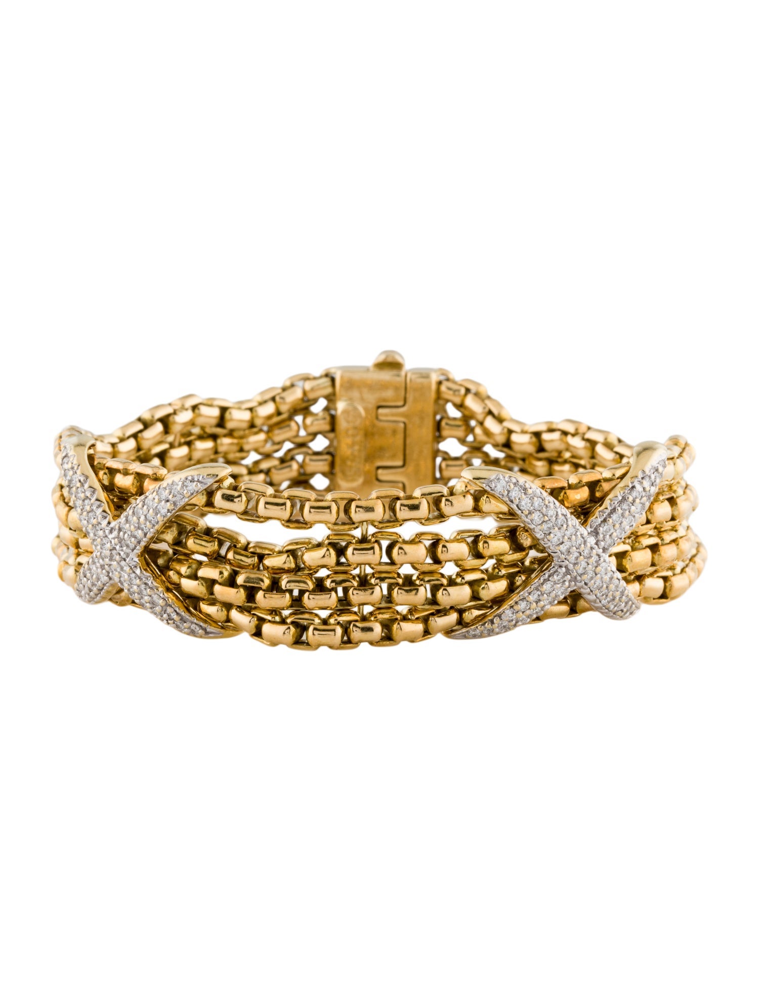 David Yurman 18K Diamond X Multistrand Bracelet