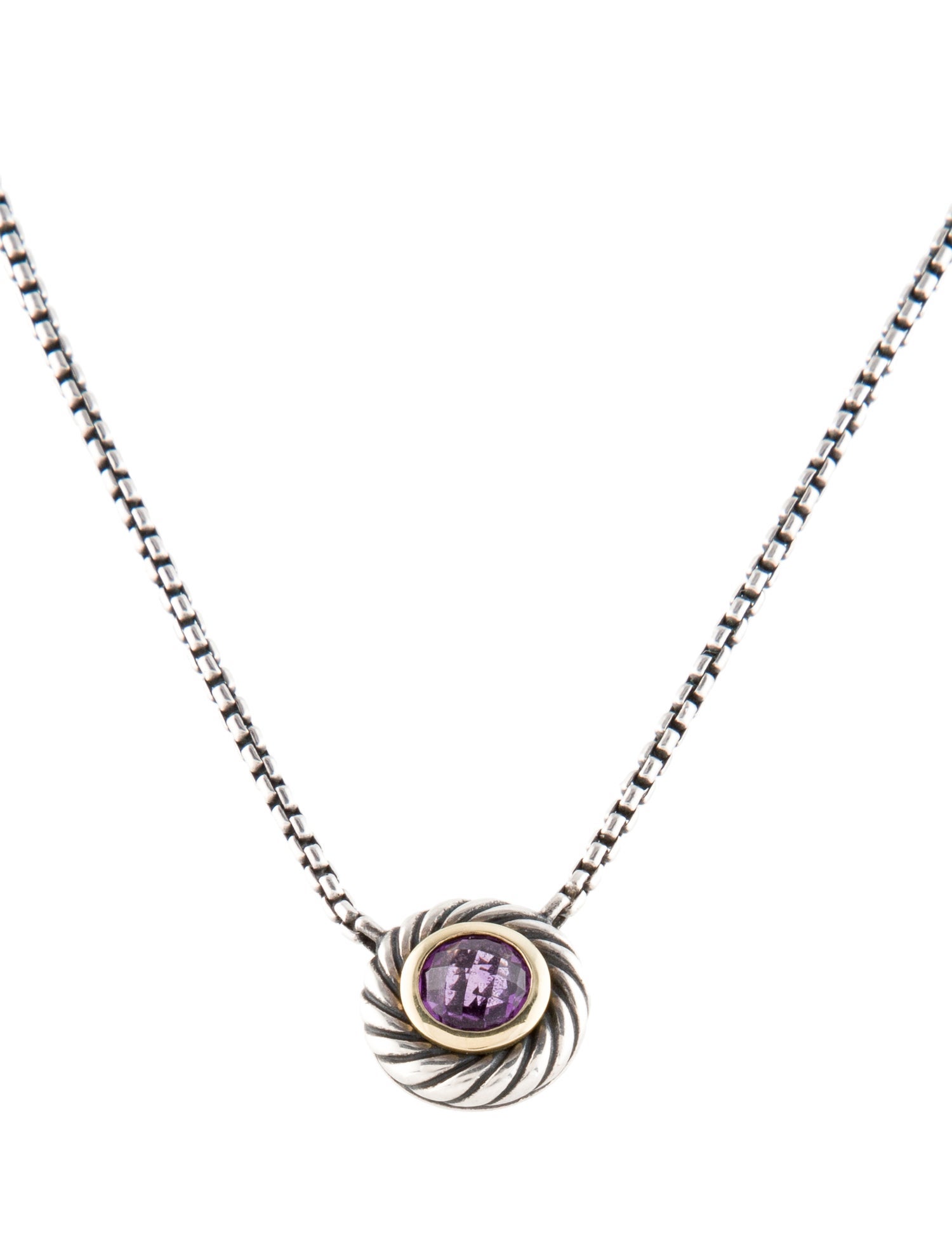 David Yurman Amethyst Two-Tone Cookie Pendant Necklace