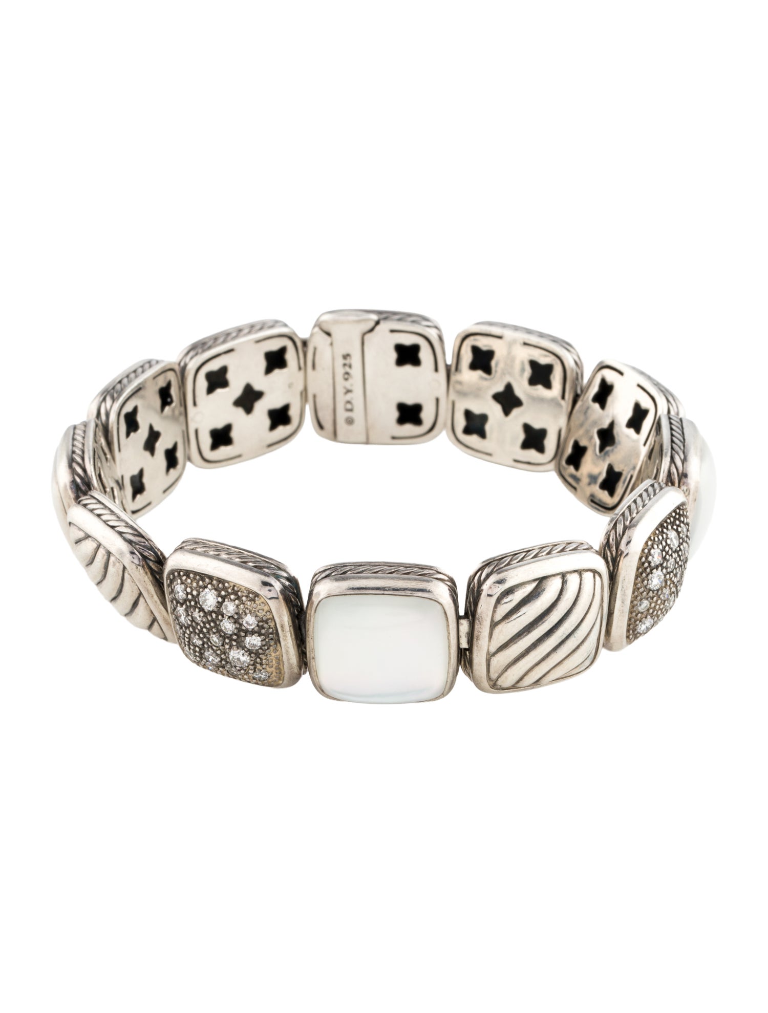 David Yurman Mother of Pearl, Quartz Doublet & Diamond Chiclet Bracelet