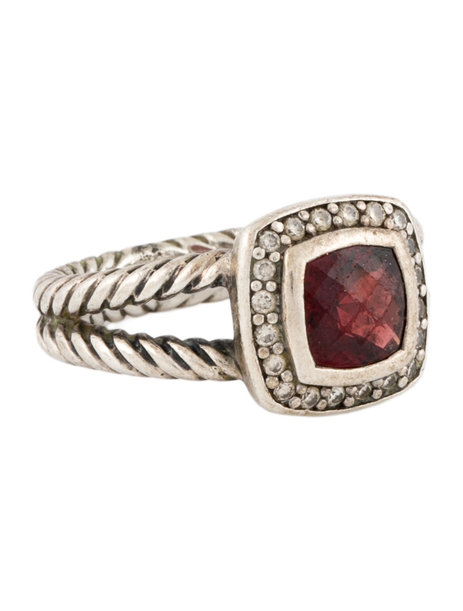 David Yurman Garnet & Diamond Petite Albion Ring
