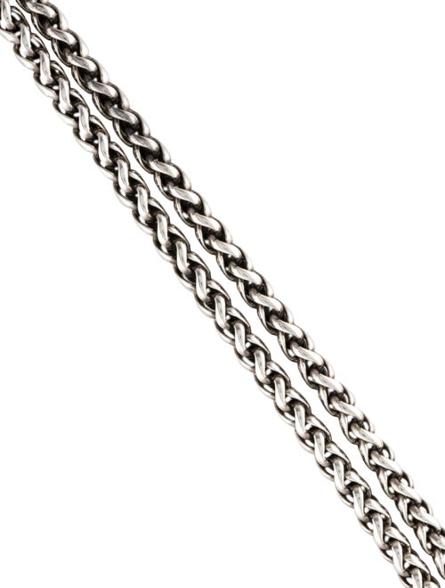 David Yurman Diamond Two-Tone Buckle Double Wheat Chain Bracelet