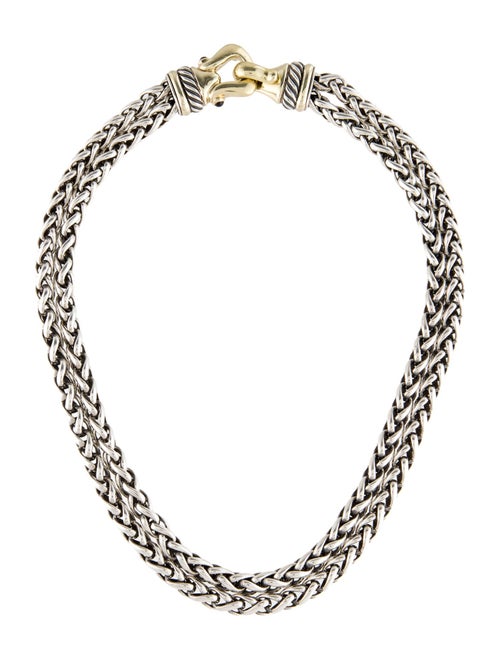 David Yurman Rhodolite Double Wheat Chain Buckle Necklace