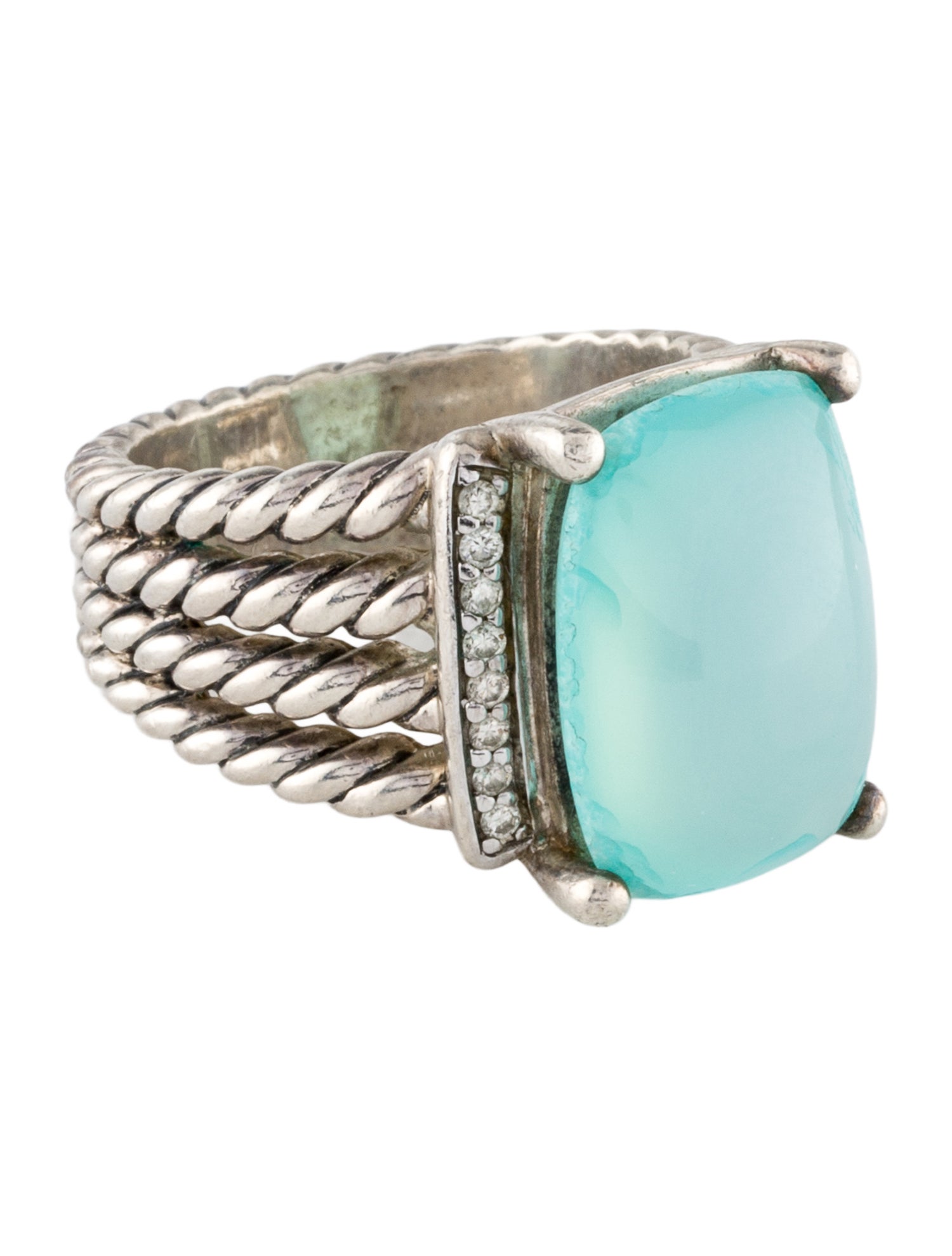 David Yurman Chalcedony & Diamond Wheaton Ring
