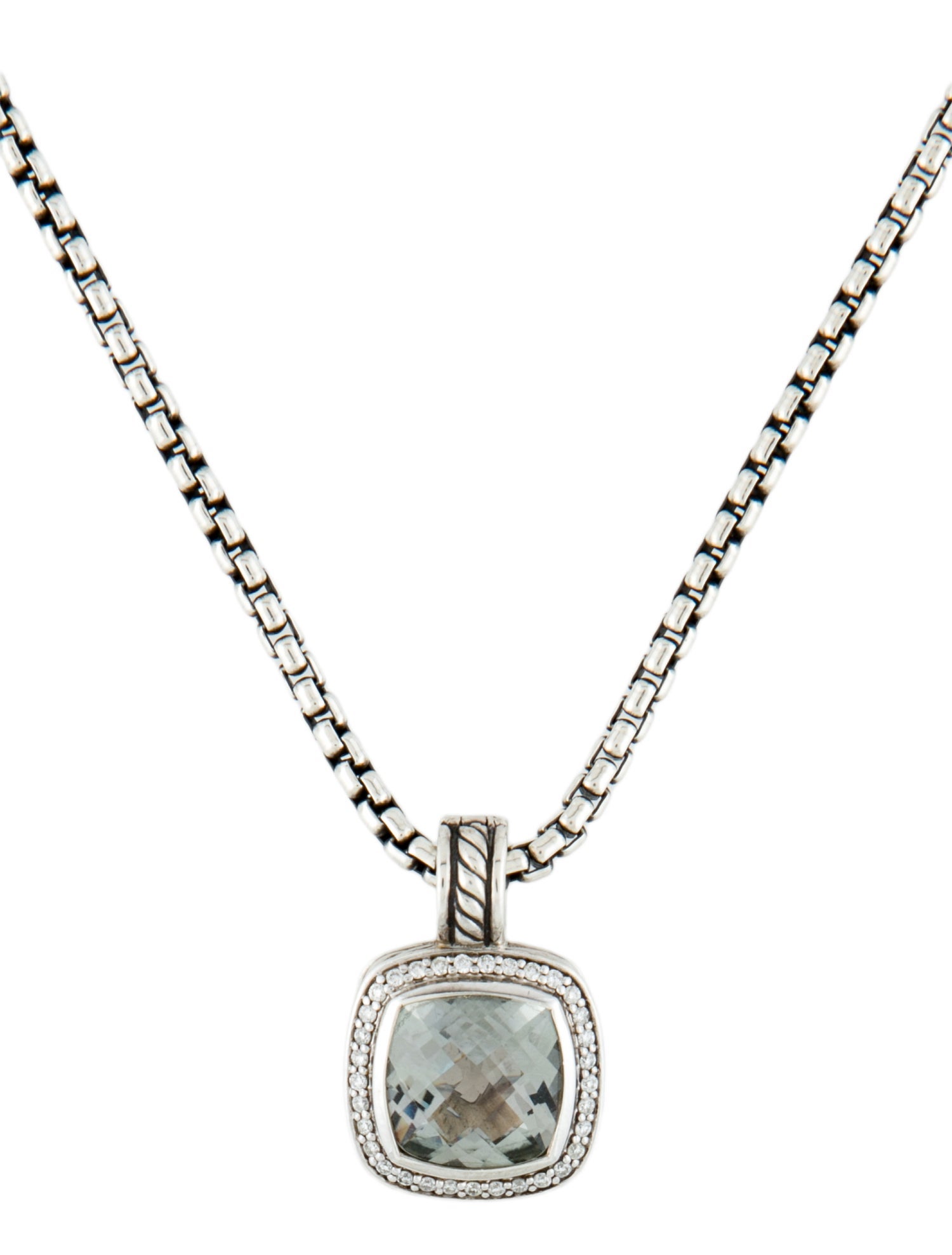 David Yurman Prasiolite & Diamond Albion Pendant Necklace