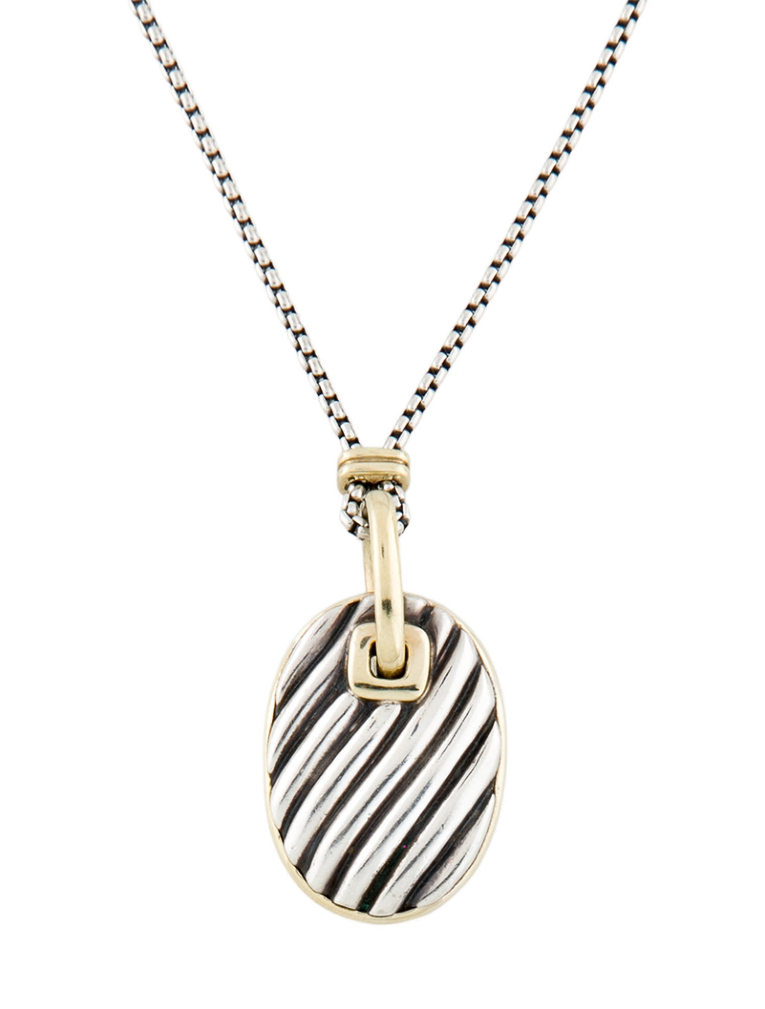 David Yurman Two-Tone Sculpted Cable Pendant Necklace