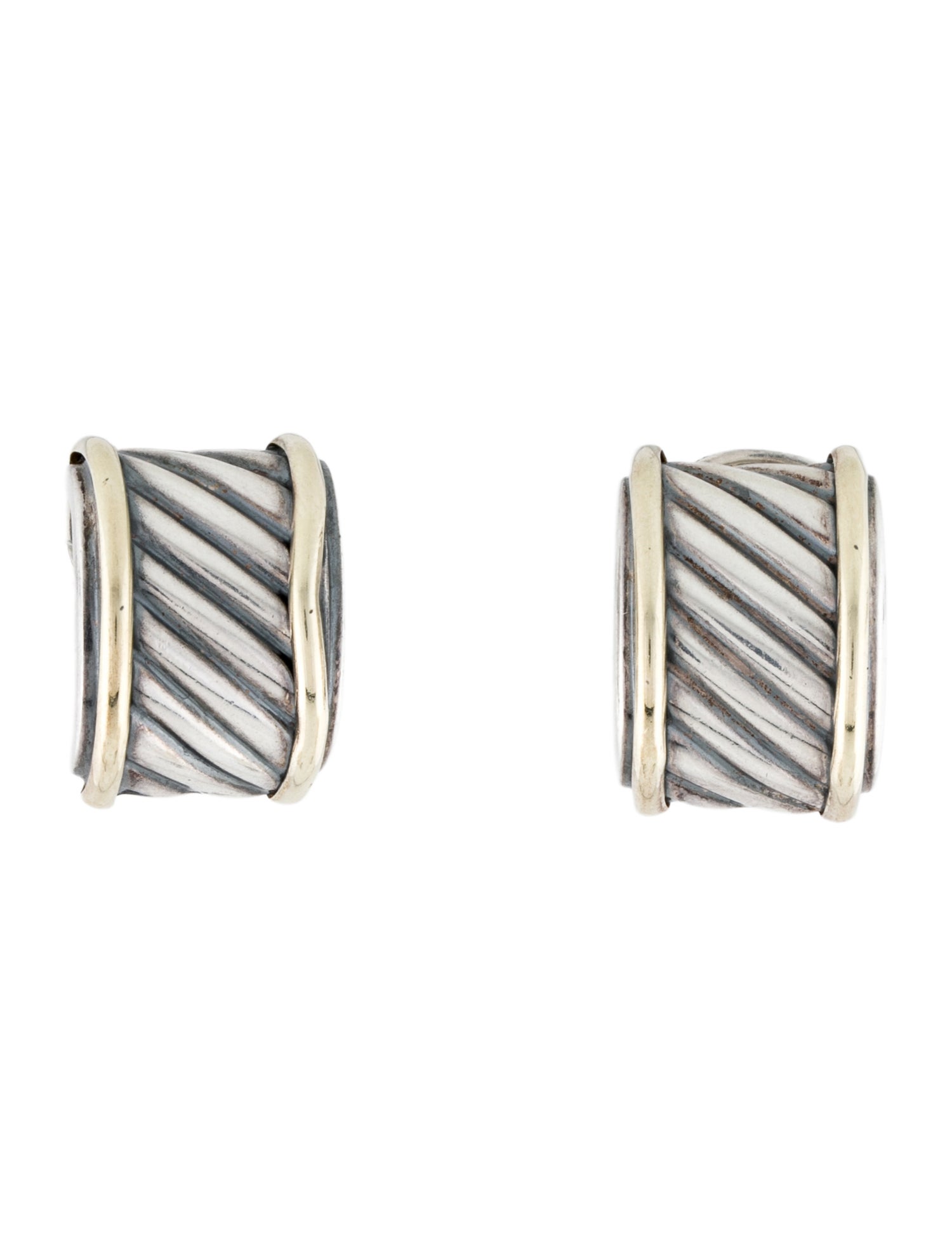 David Yurman Two-Tone Cable Earclip Earrings