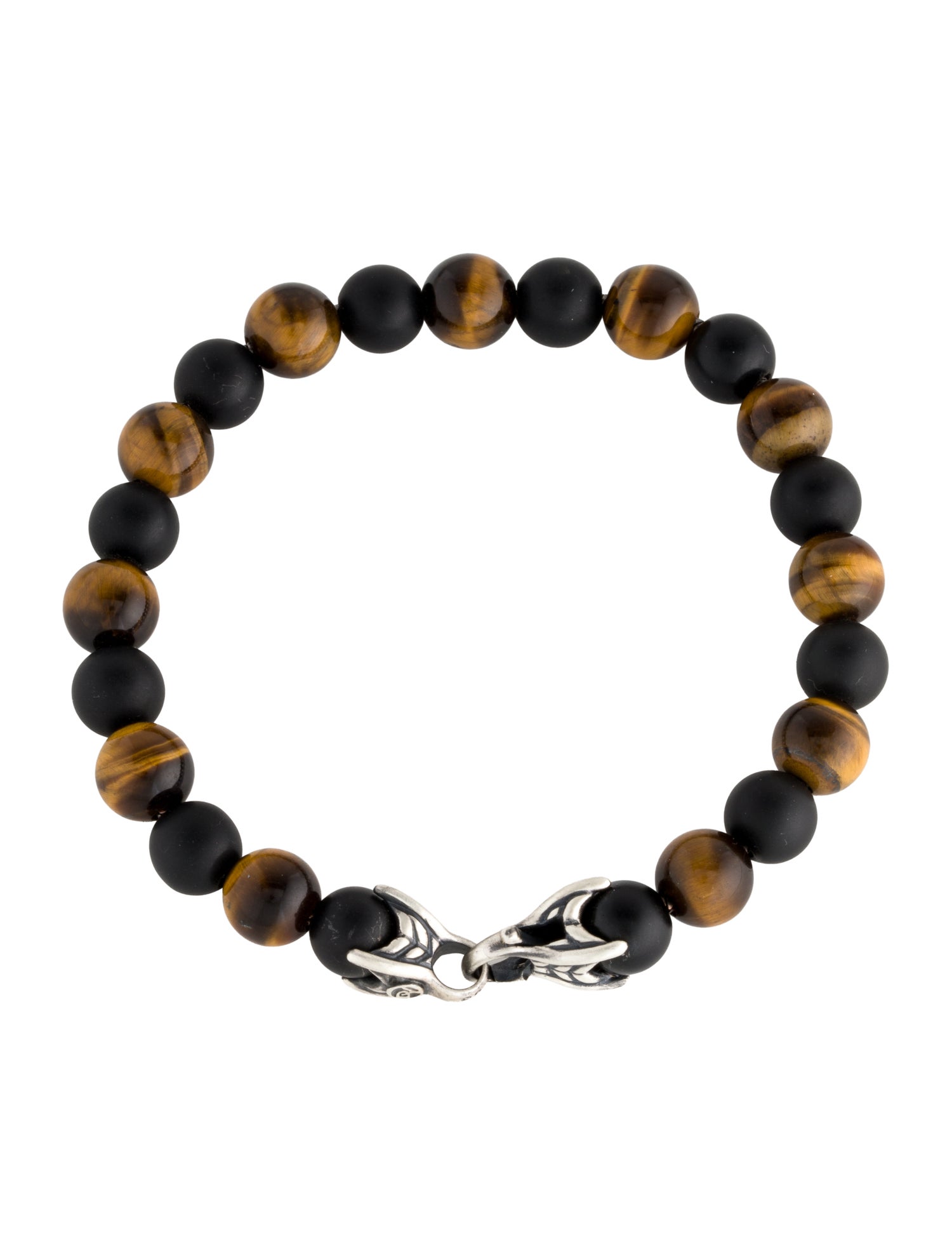 David Yurman Tiger's Eye Quartz & Onyx Spiritual Beads Bracelet