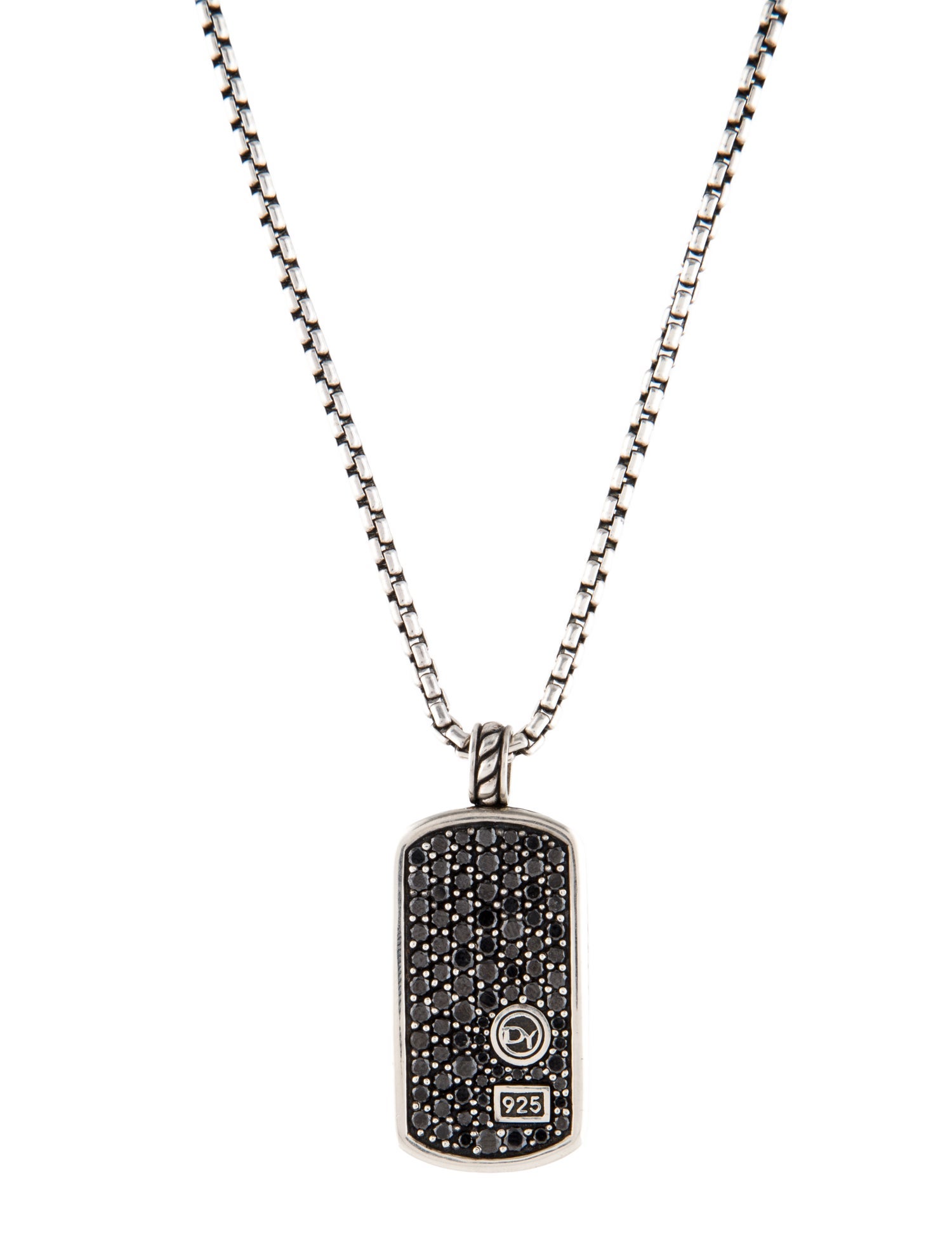 David Yurman Diamond Dog Tag Pendant Necklace