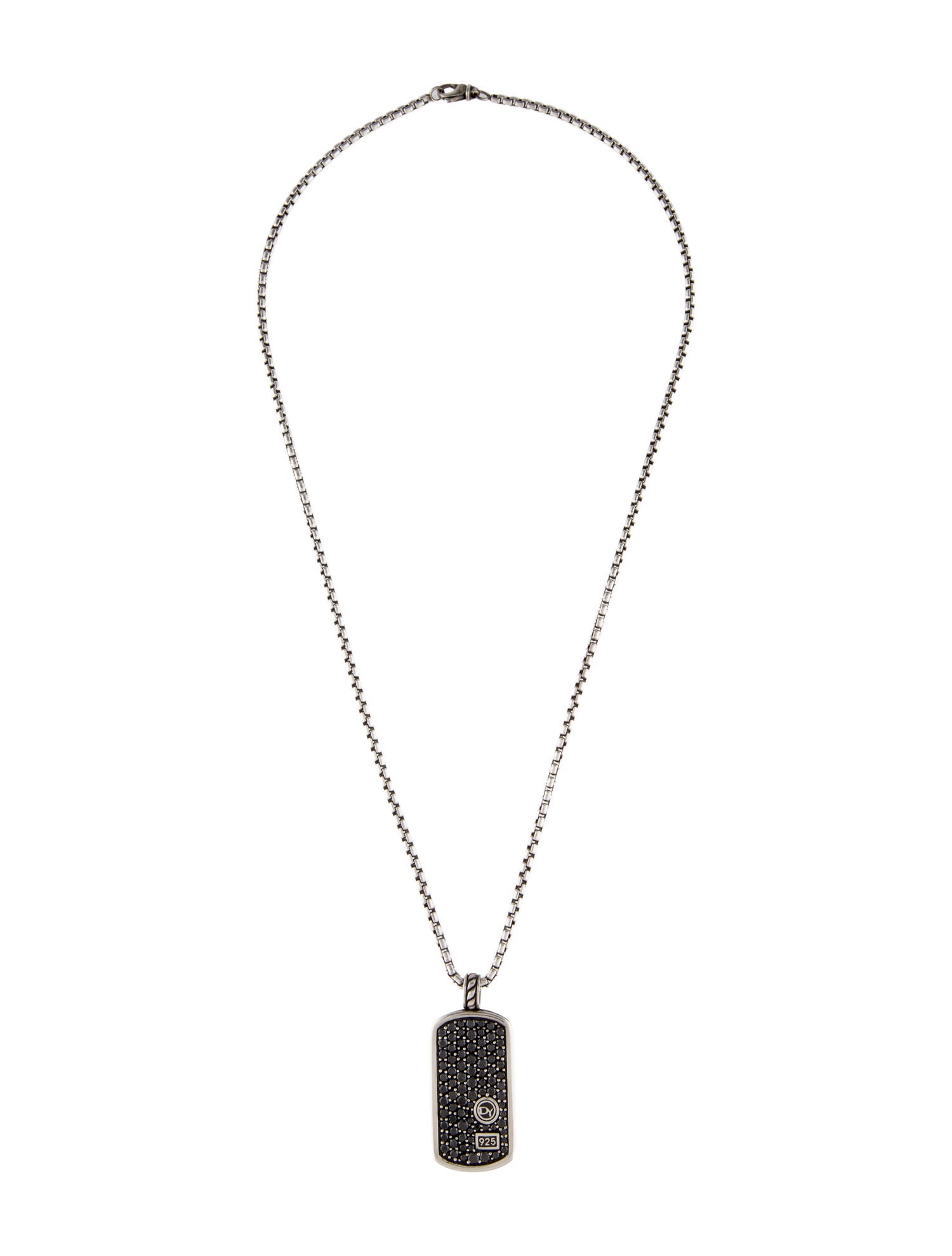 David Yurman Diamond Dog Tag Pendant Necklace