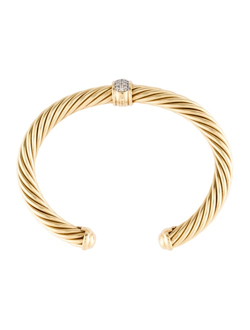 David Yurman 18K Diamond Cable Classic Cuff Bracelet