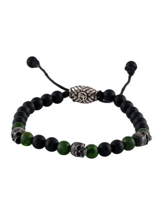 David Yurman Onyx & Diopside Spiritual Beads Skull Station Bracelet