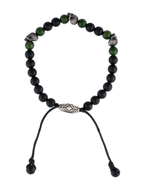 David Yurman Onyx & Diopside Spiritual Beads Skull Station Bracelet