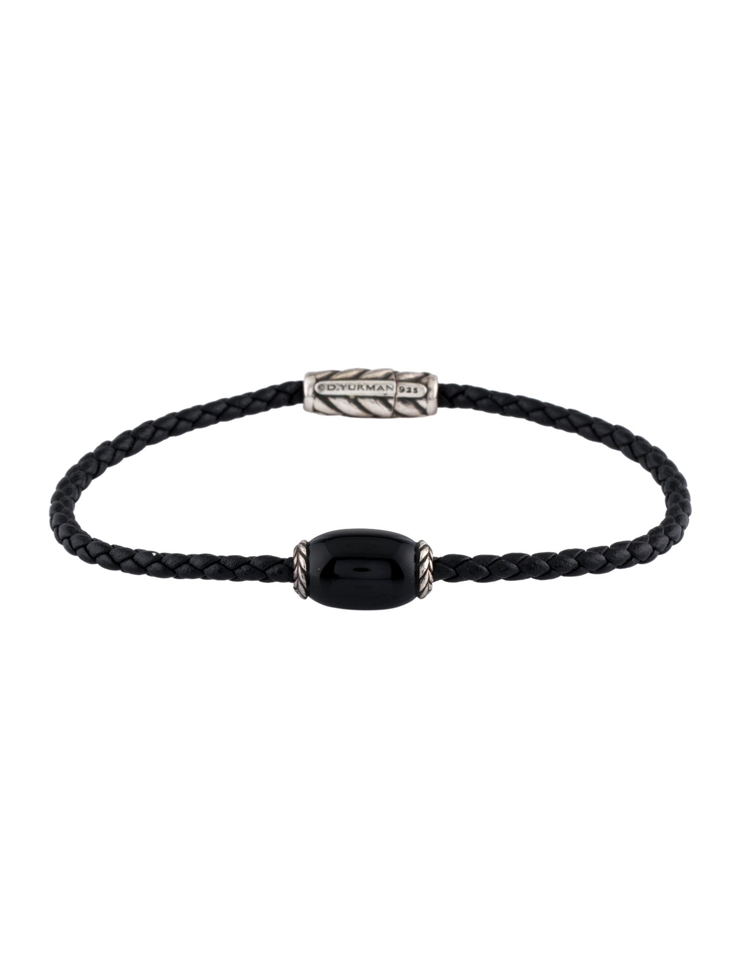 David Yurman Leather & Onyx Station Wrap Bracelet