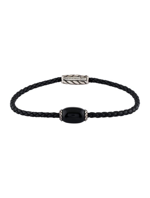 David Yurman Leather & Onyx Station Wrap Bracelet