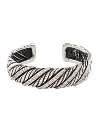 David Yurman 1.38ctw Diamond Sculpted Cable Cuff Bracelet