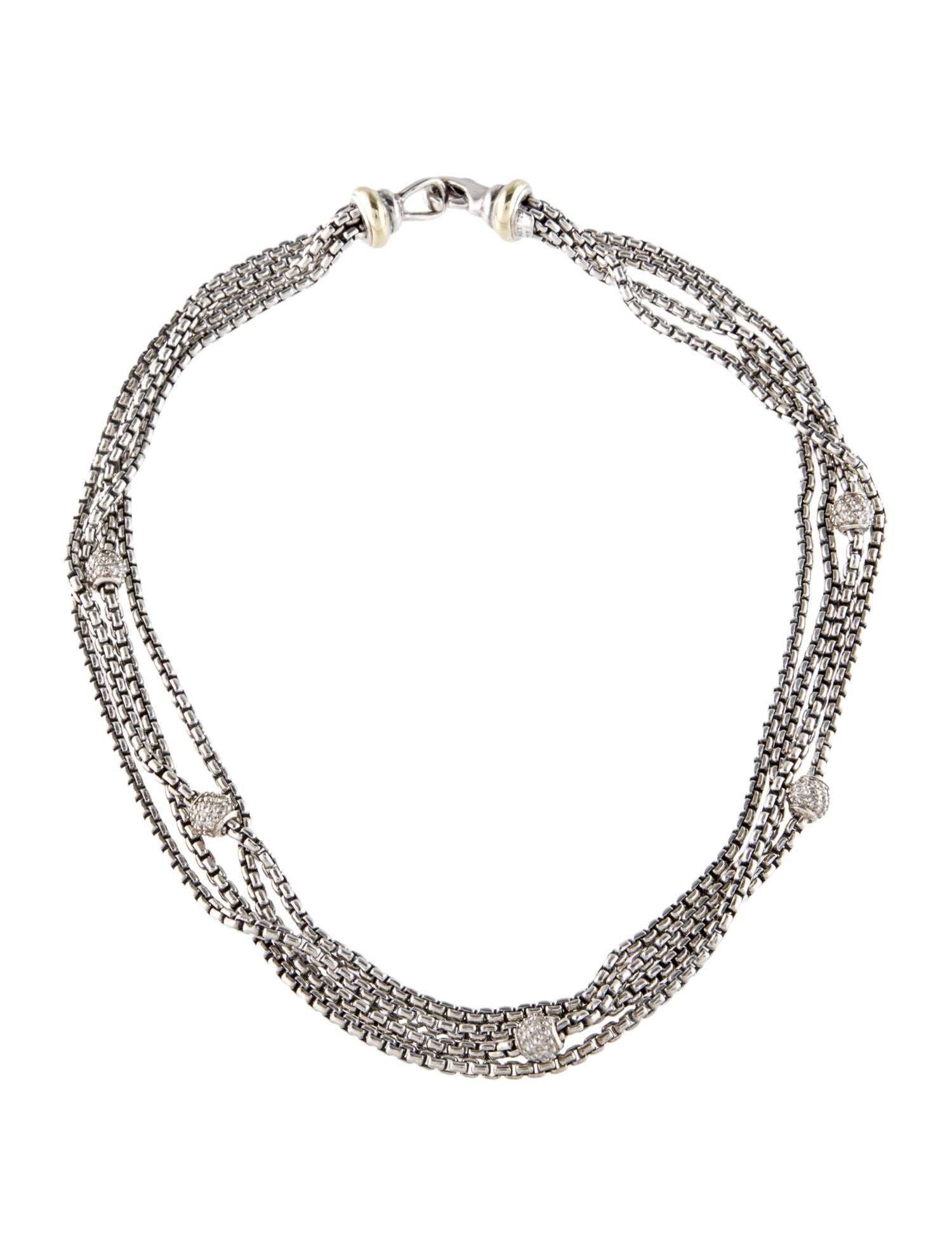 David Yurman 1.08ctw Diamond Station Multi-Strand Necklace