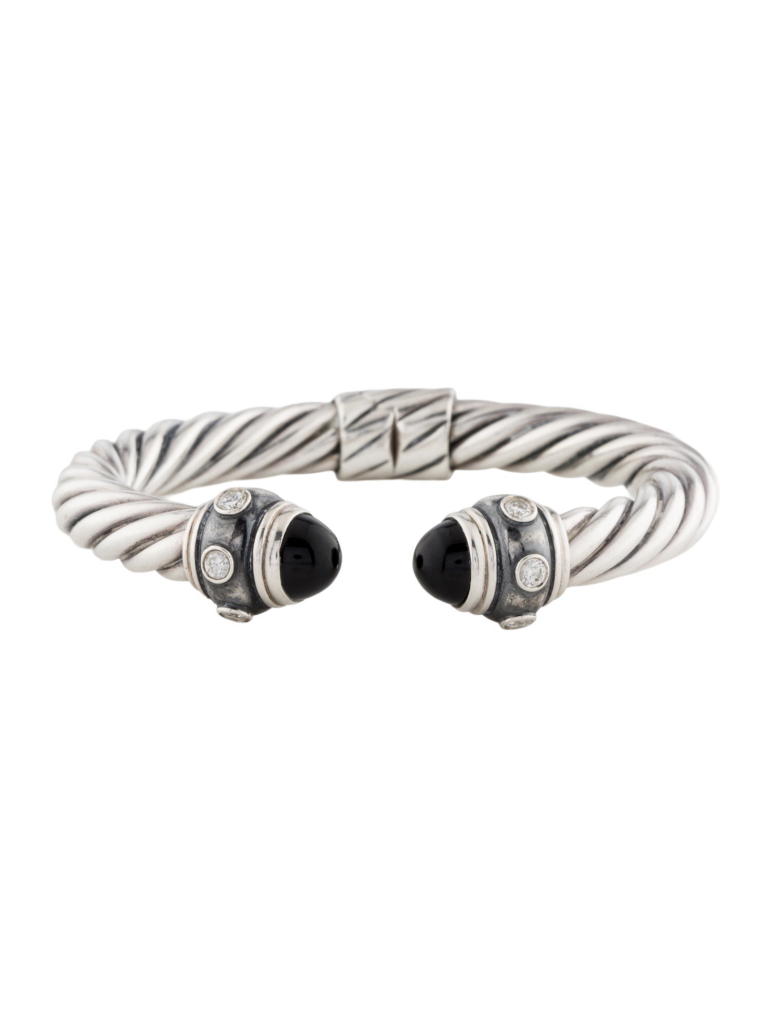 David Yurman Onyx & Diamond Renaissance Cuff Bracelet
