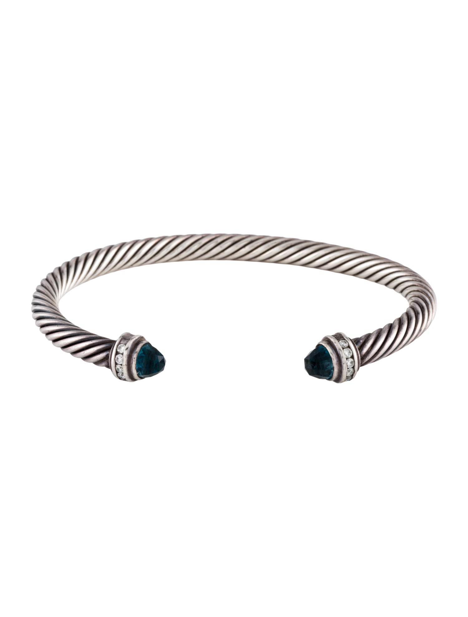 David Yurman Topaz & Diamond Classic Cable Cuff Bracelet