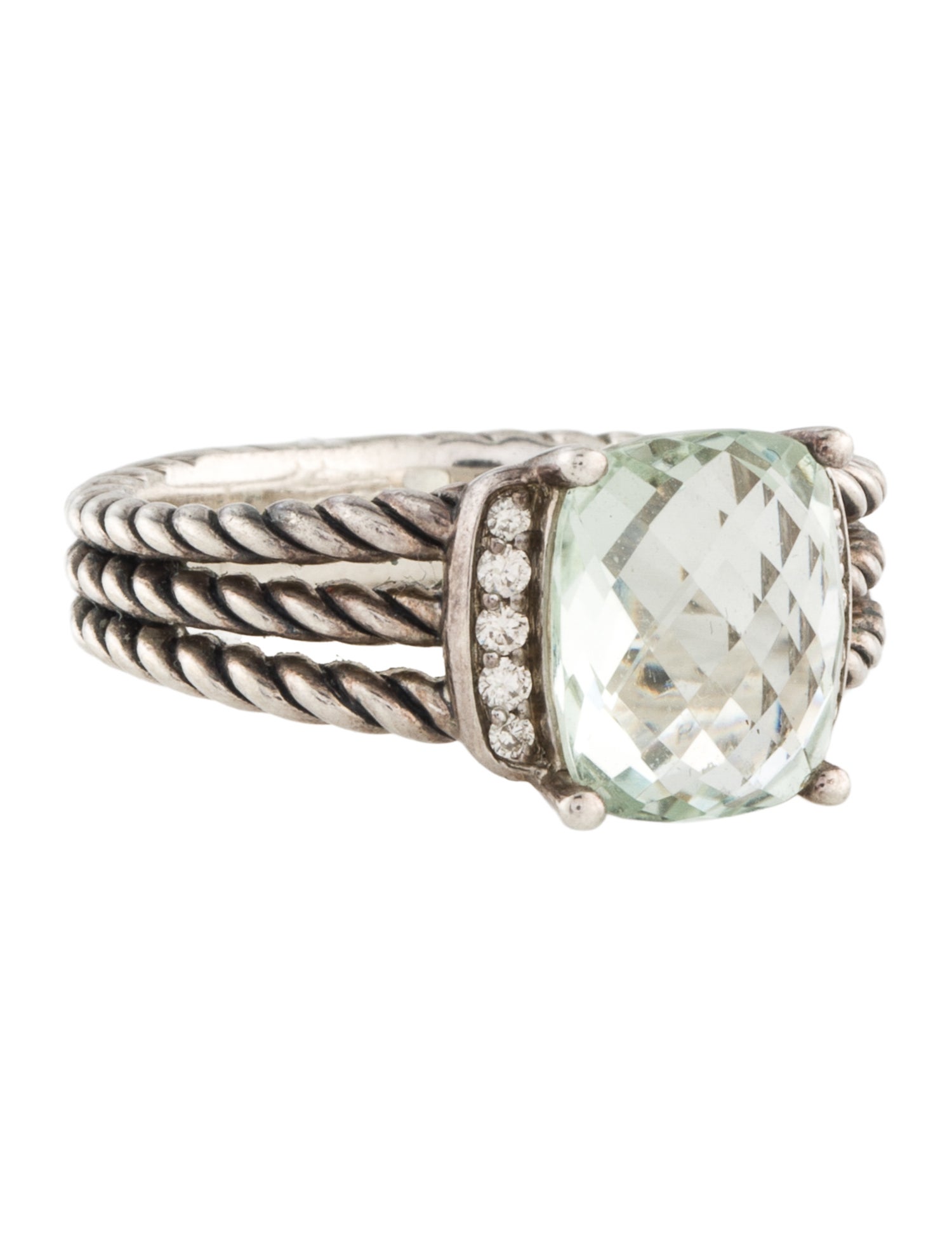 David Yurman Prasiolite & Diamond Petite Wheaton Ring