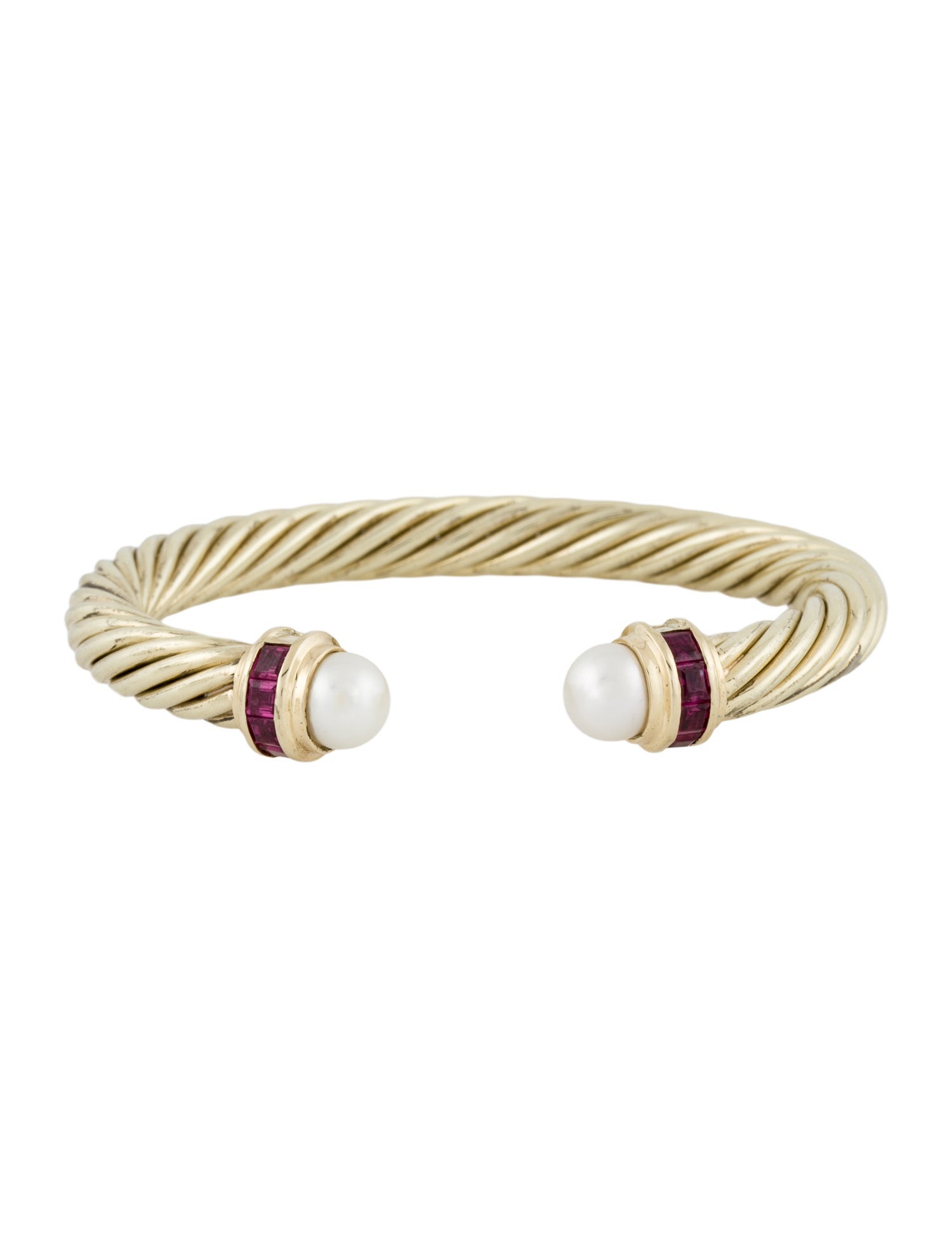 David Yurman 14K Pearl & Ruby Renaissance Bracelet