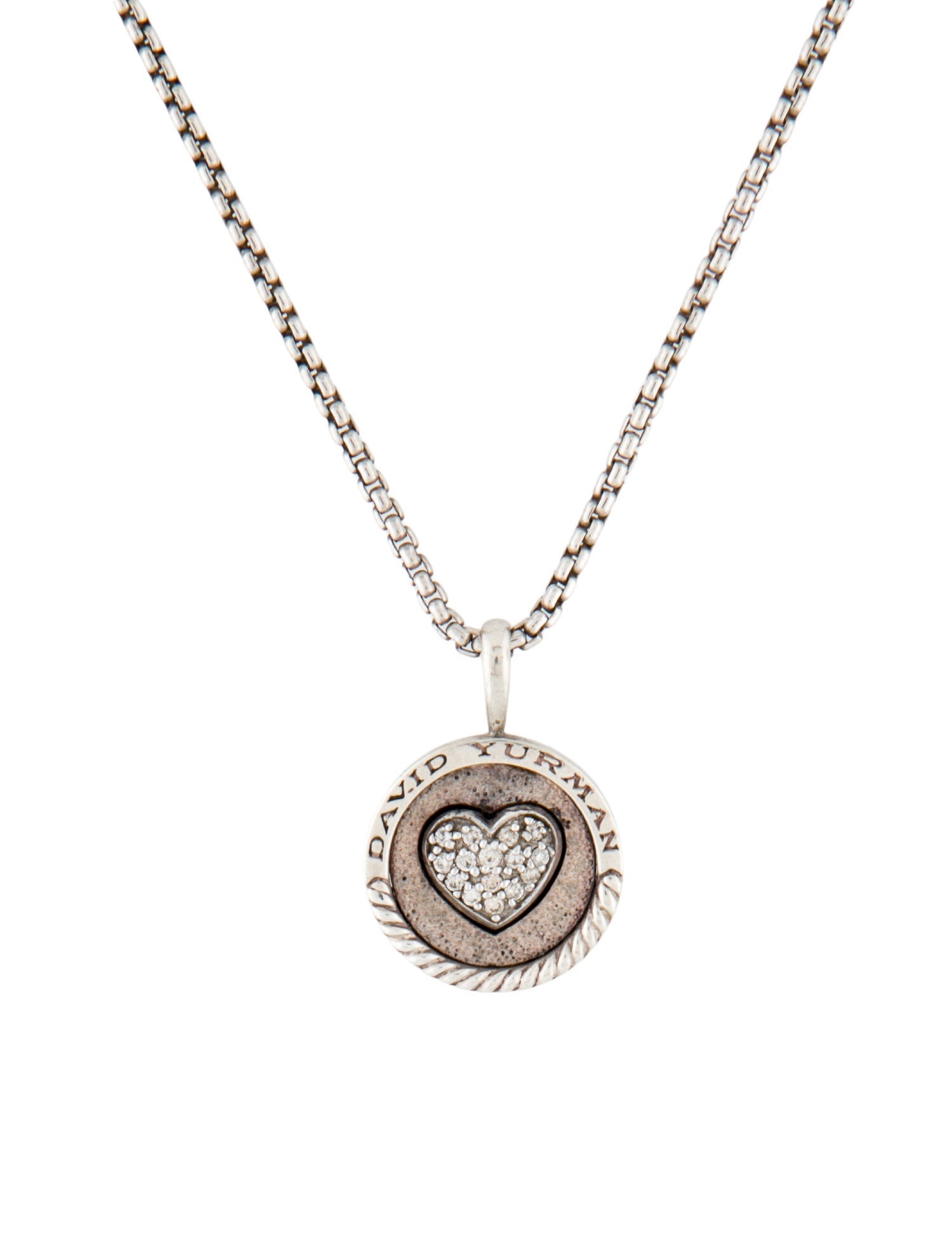 David Yurman Diamond Heart Amulet Necklace