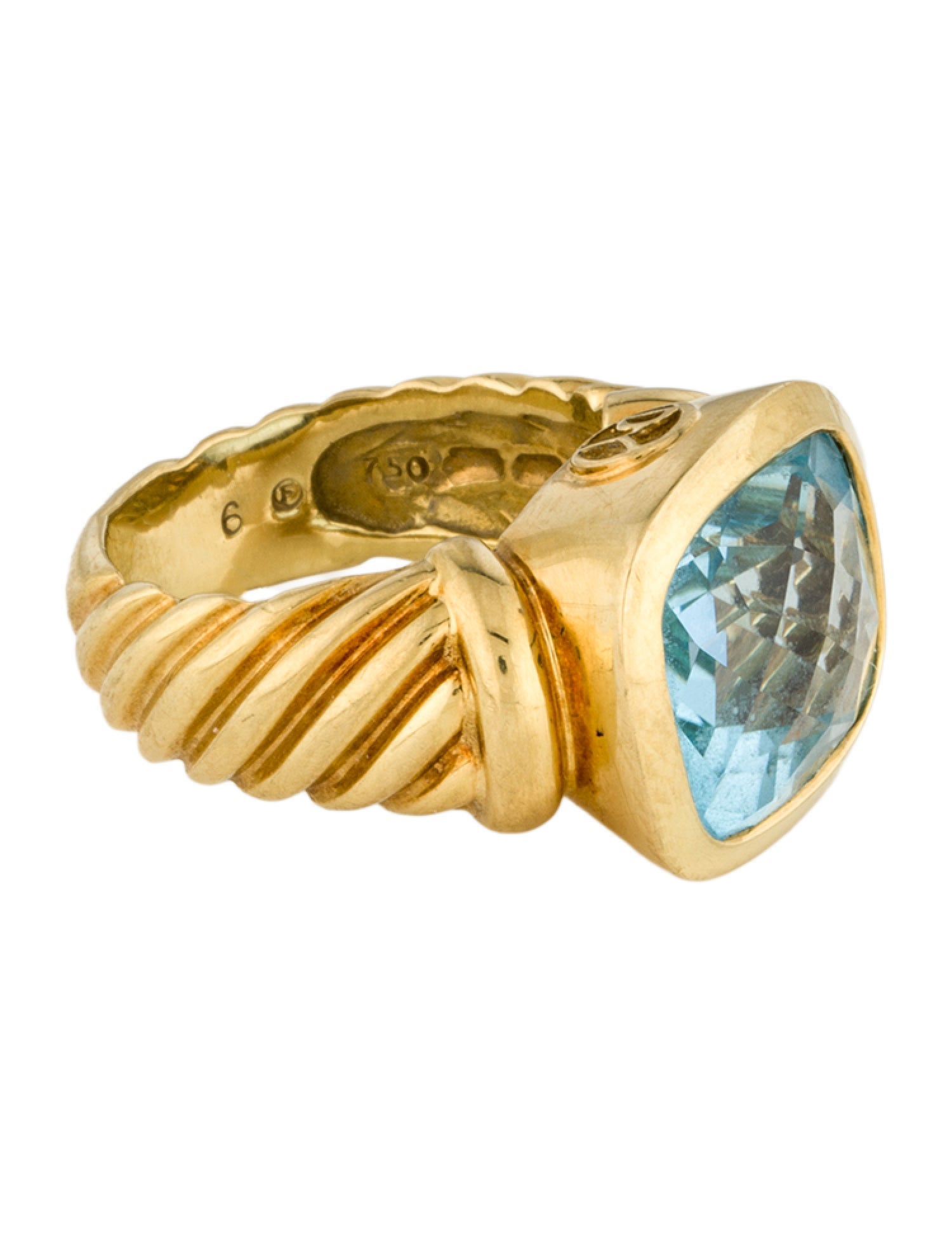David Yurman 18K Topaz Cable Ring