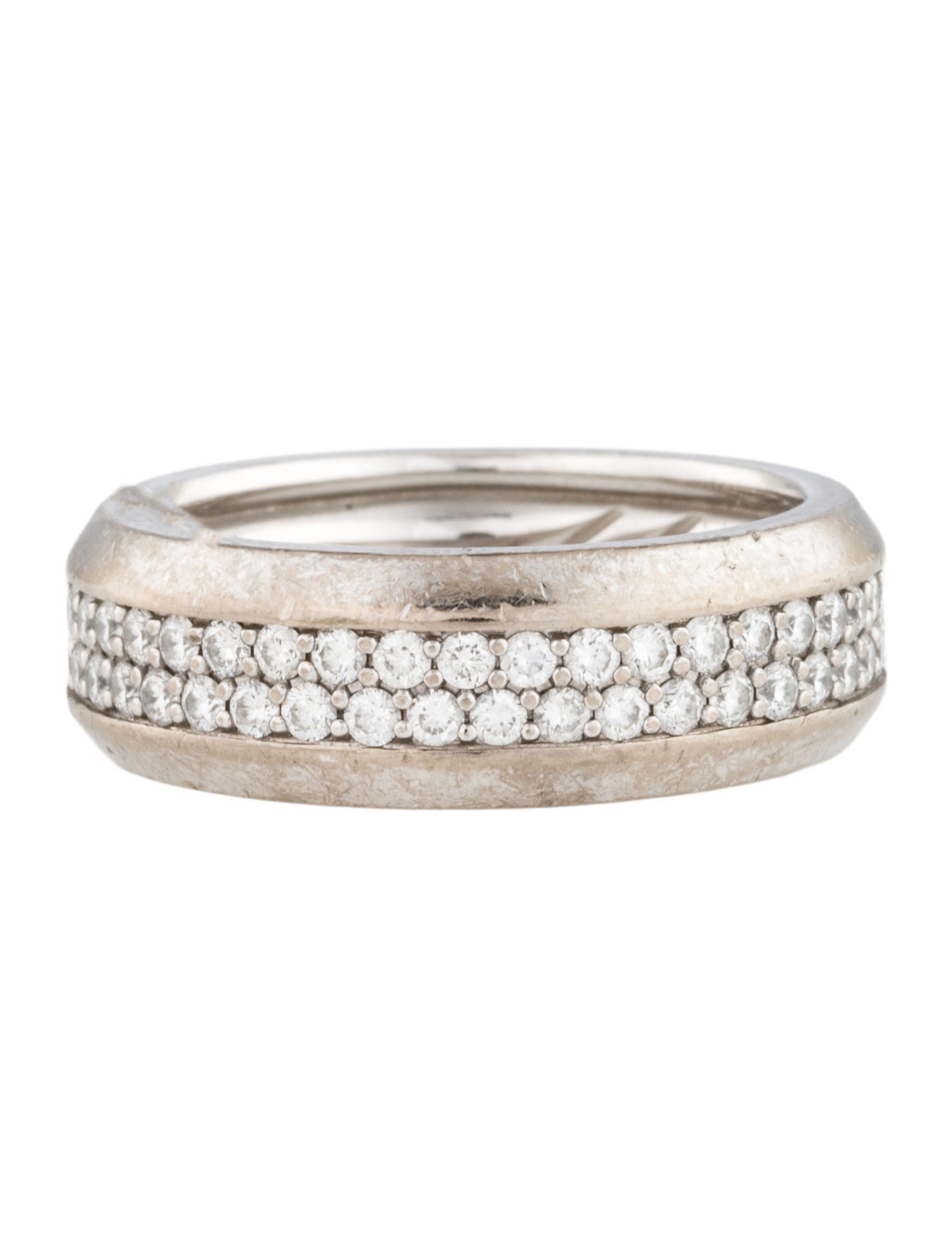 David Yurman 18K 1.37ctw Diamond Streamline Two Row Band Ring