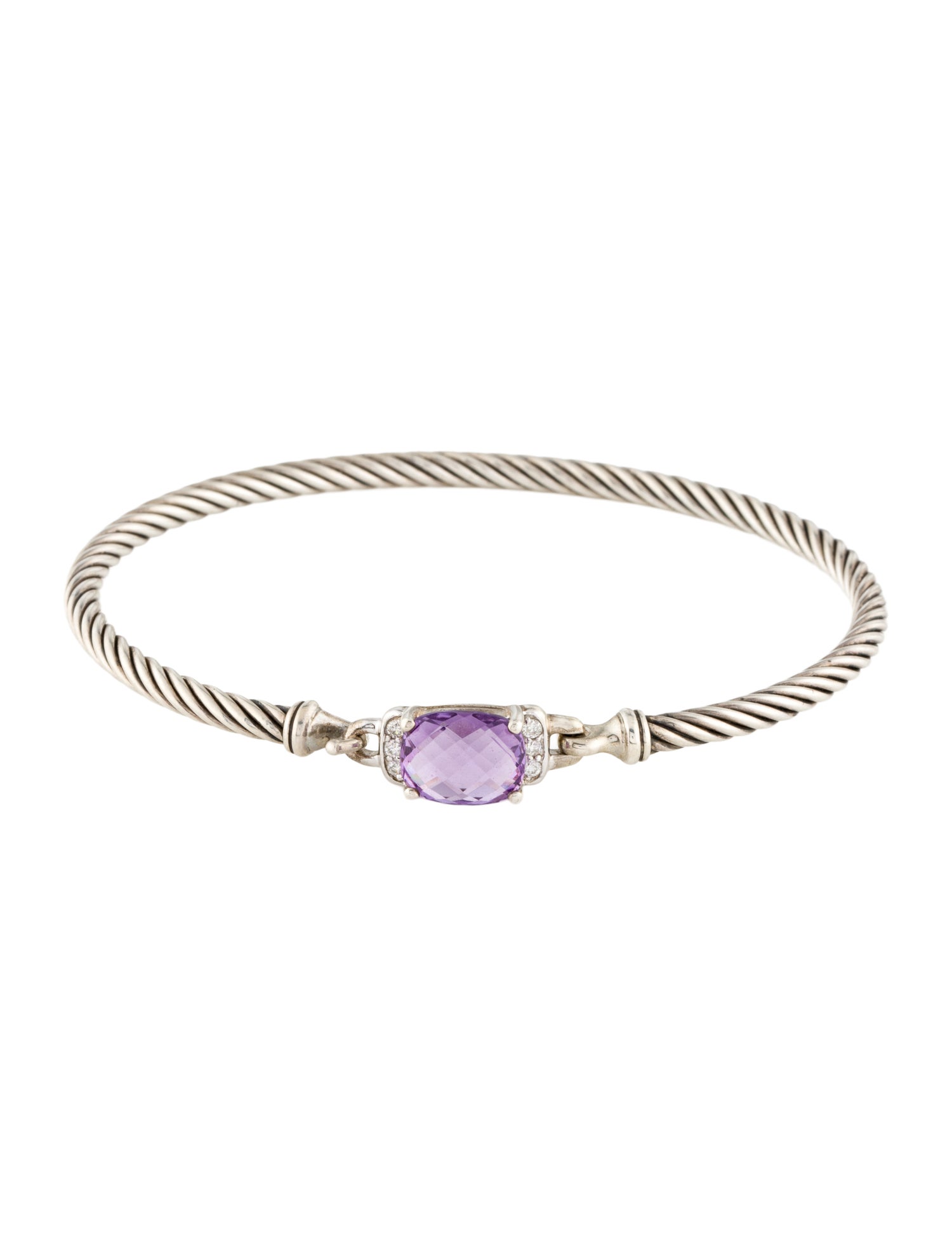 David Yurman Amethyst & Diamond Wheaton Bangle Bracelet