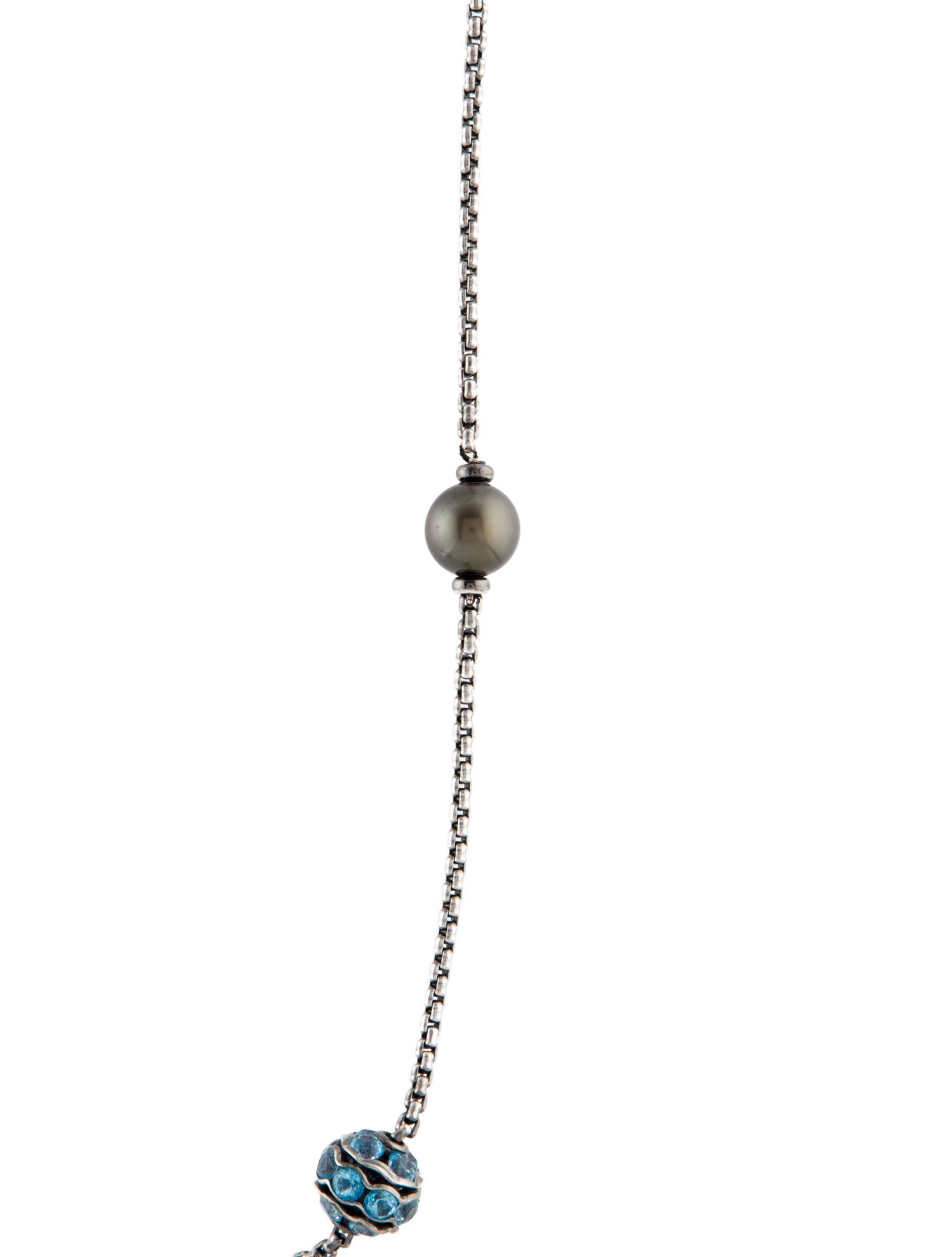 David Yurman Pearl & Topaz Station Necklace