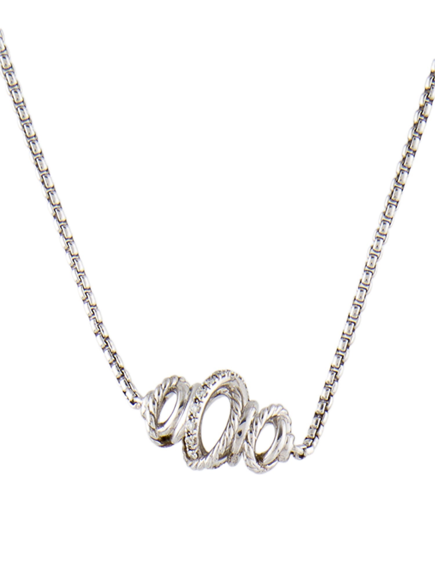 David Yurman Diamond Crossover Single Station Necklace