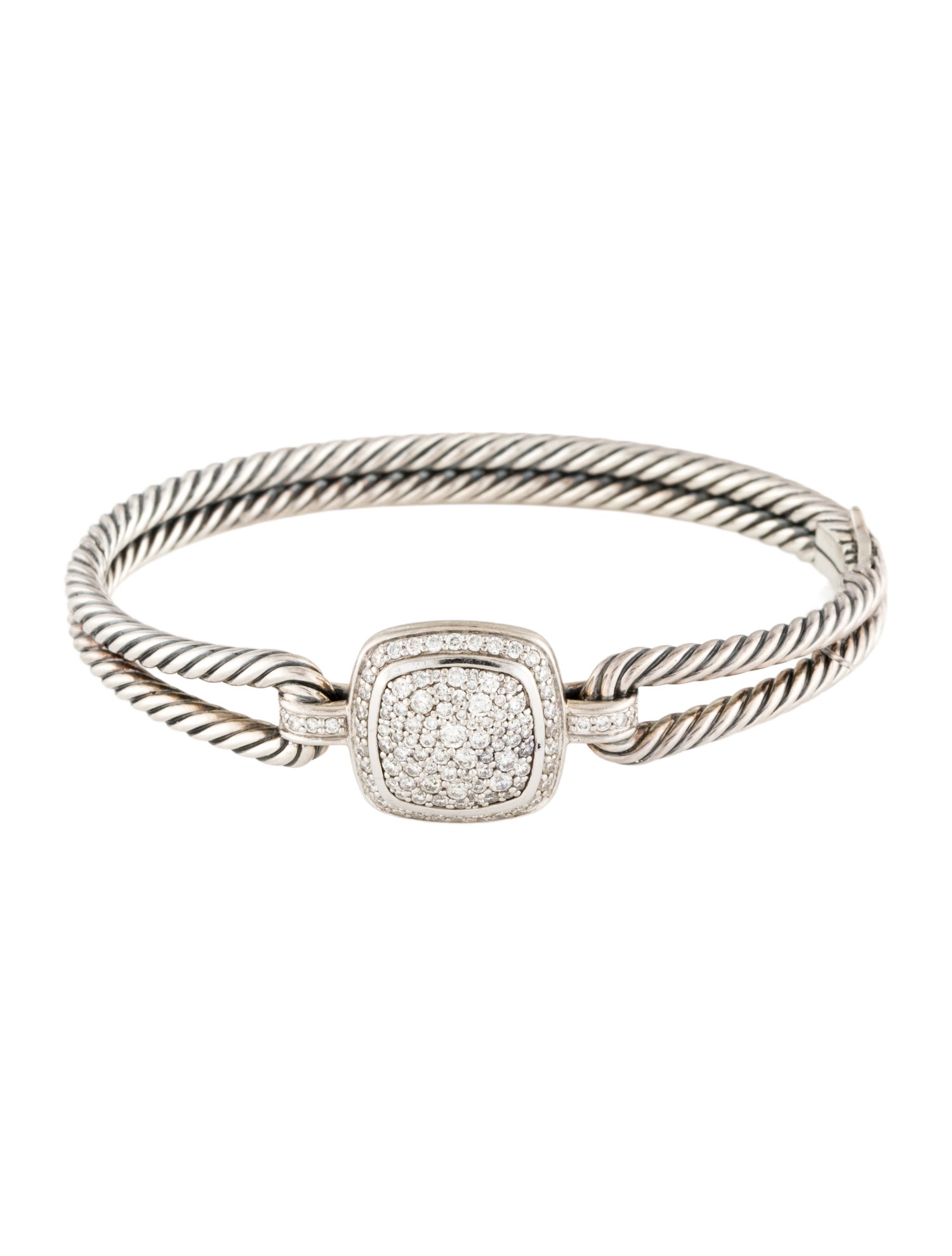 David Yurman Diamond Albion Hinged Bangle Bracelet