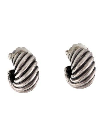 David Yurman Hoop Sculpted Cable Shrimp Earrings