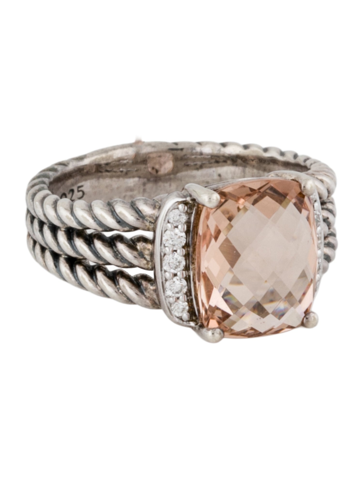 David Yurman Morganite & Diamond Petite Wheaton Ring