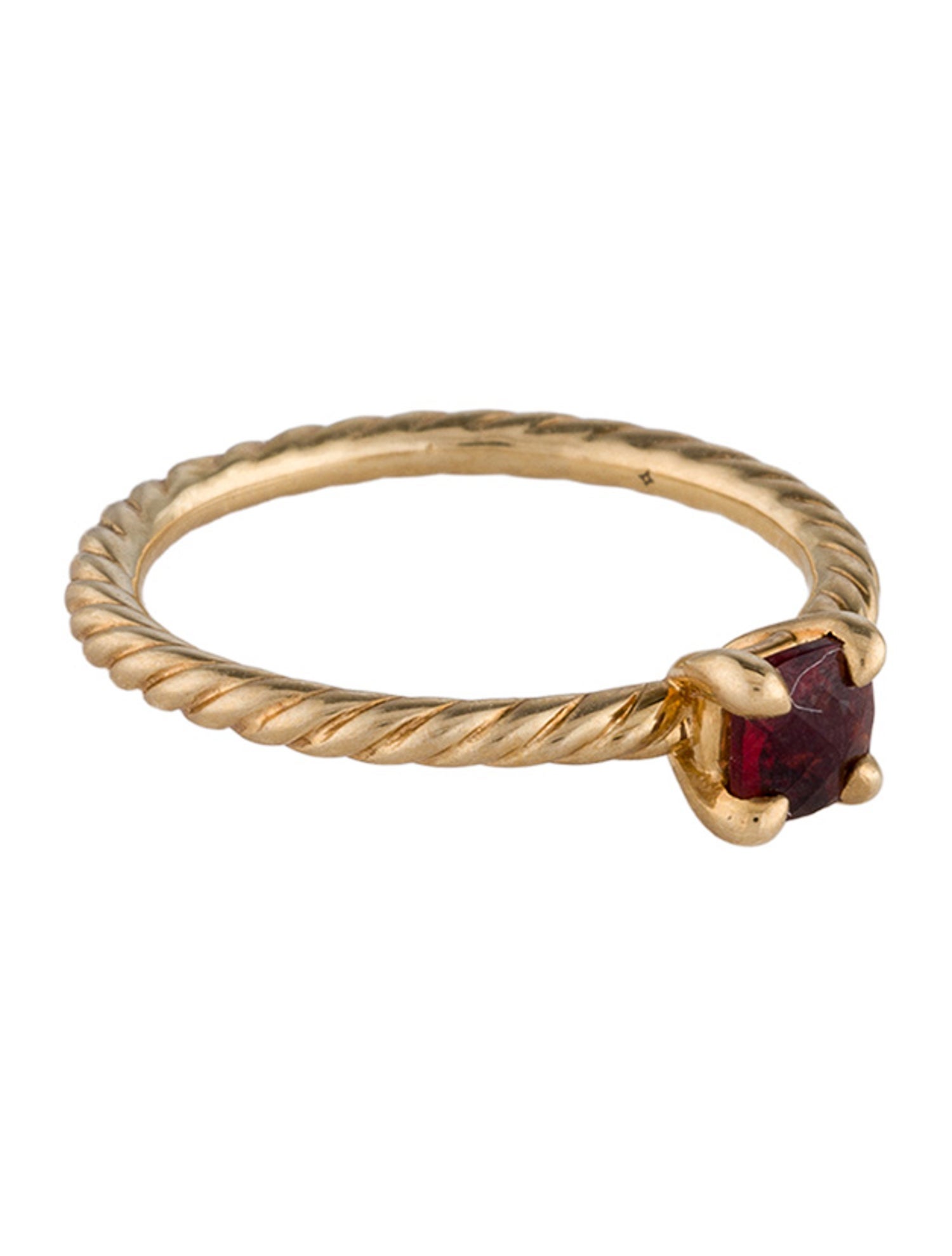 David Yurman 18K Garnet Cable Kids Ring