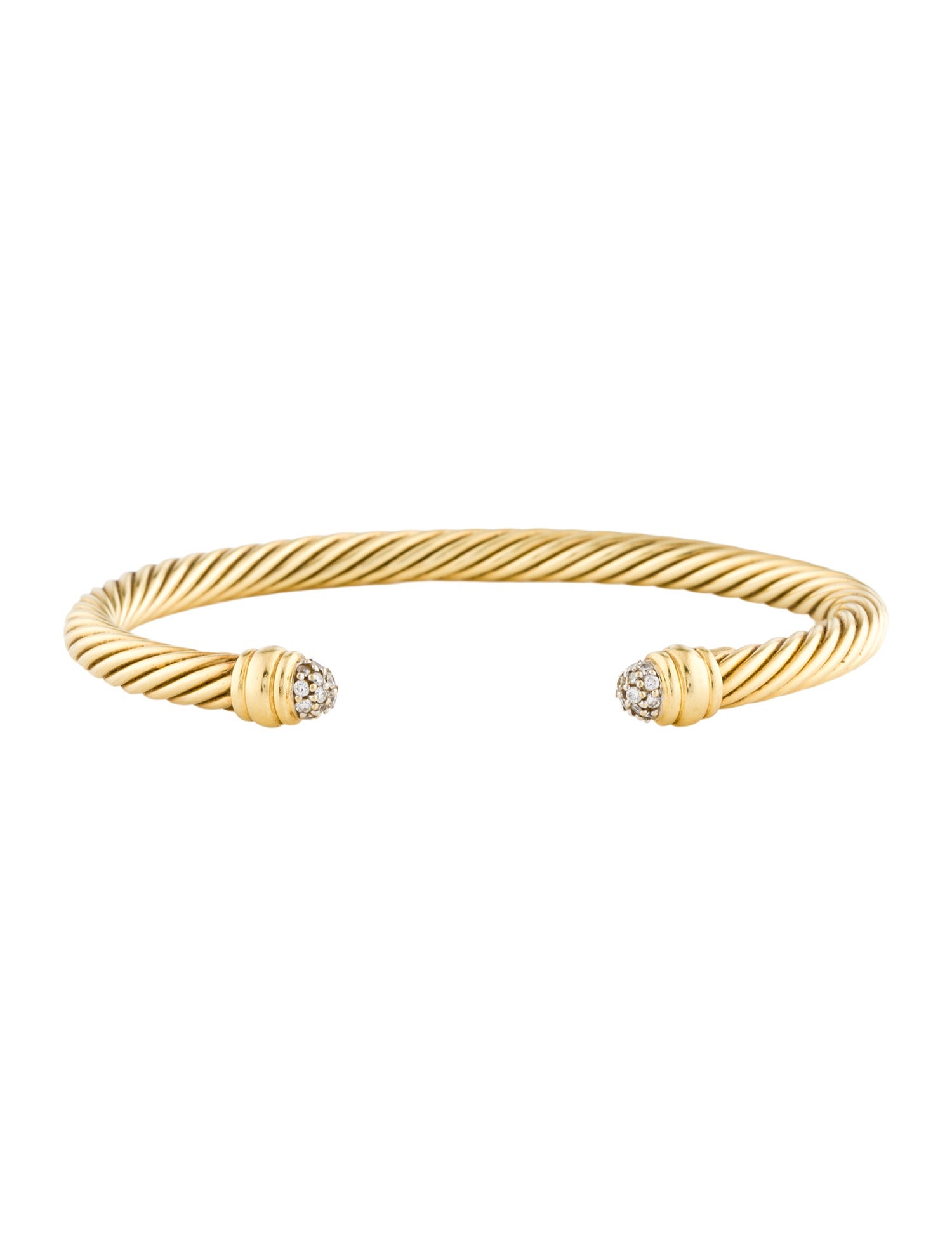 David Yurman 18K Diamond Cable Cuff Bracelet