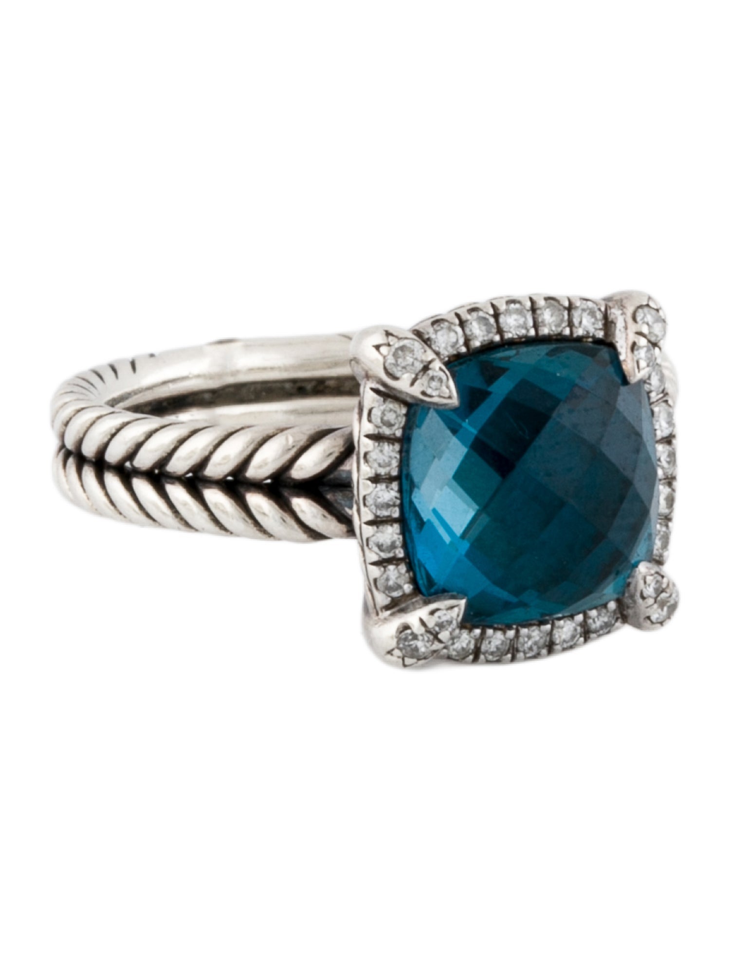 David Yurman Topaz & Diamond Chatelaine Pavé Bezel Ring