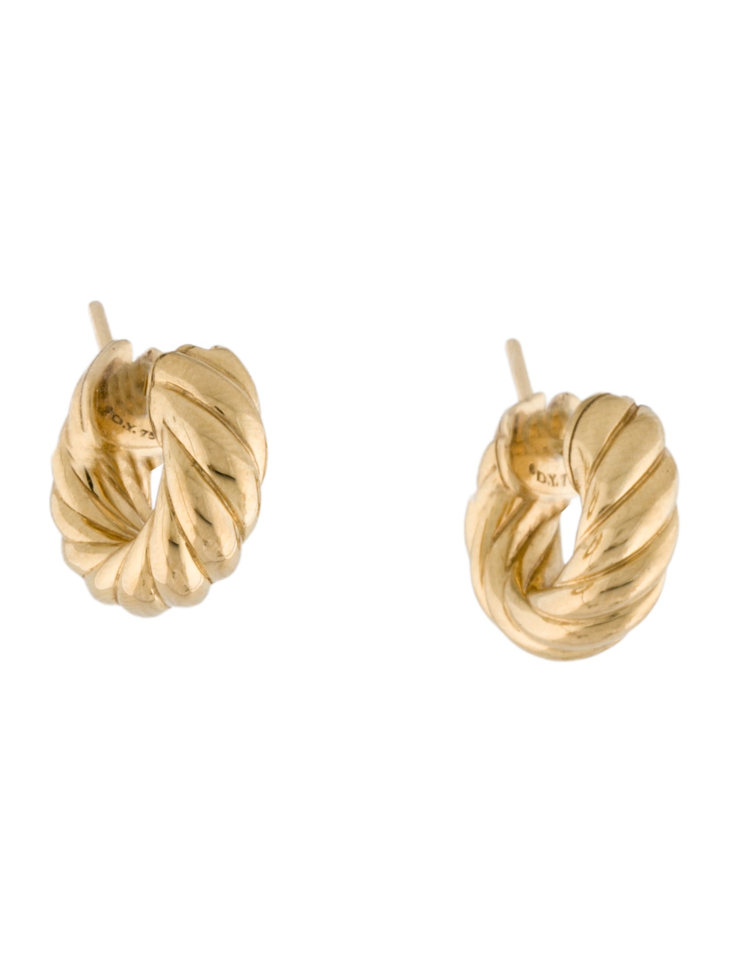 David Yurman 18K Sculpted Cable Hoop Earrings