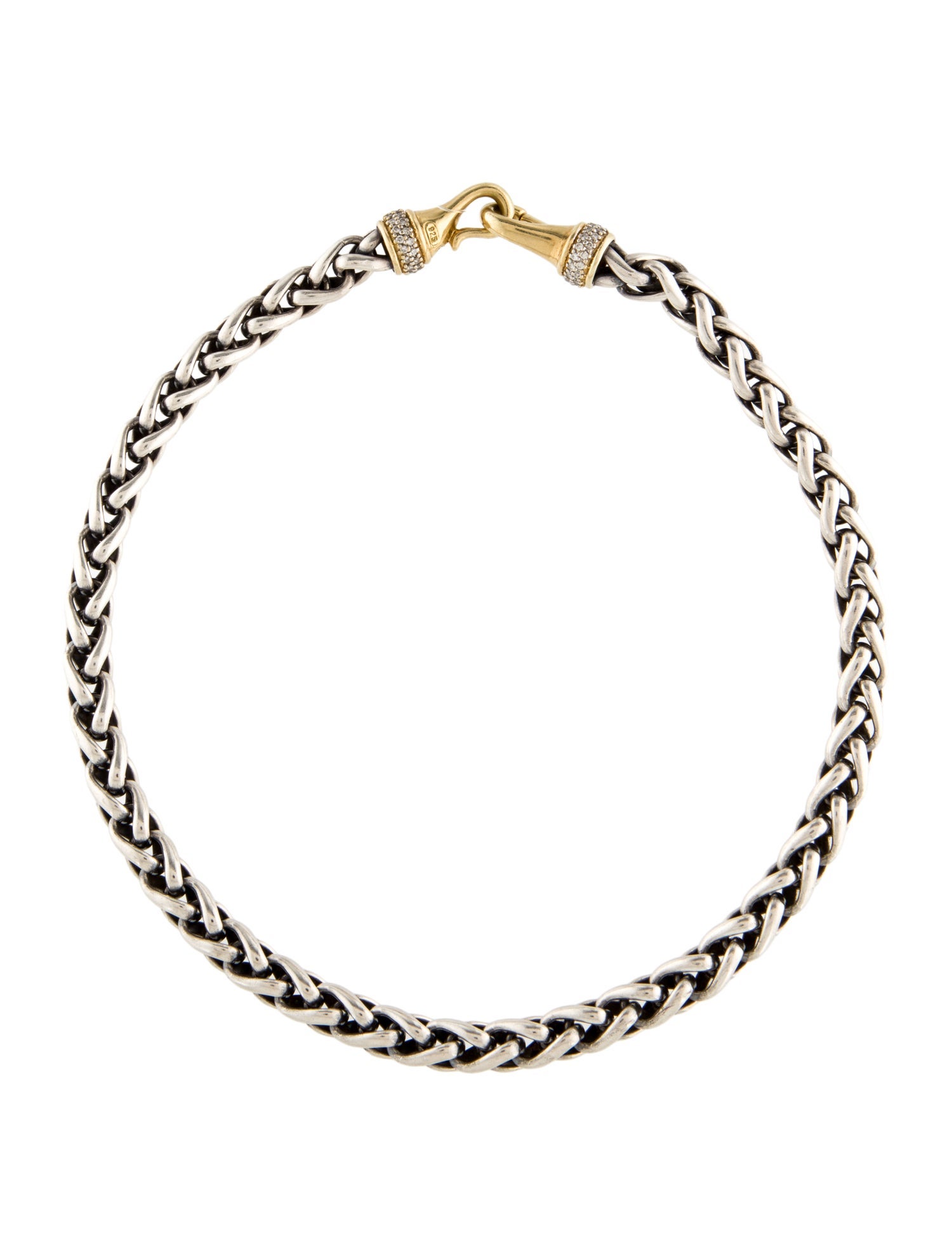 David Yurman Two-Tone Diamond Wheat Chain Necklace