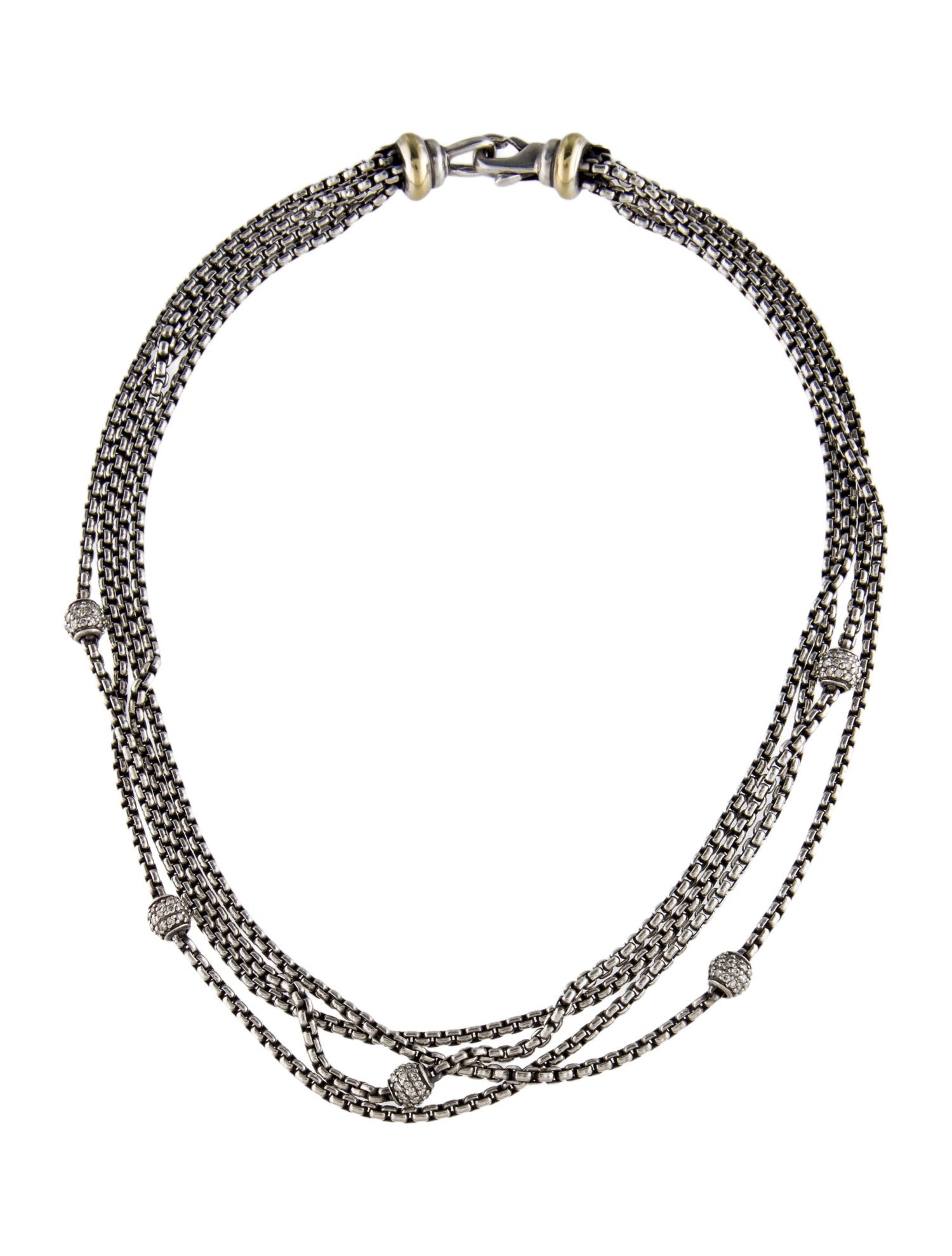 David Yurman 1.08ctw Diamond Station Multi-Strand Necklace